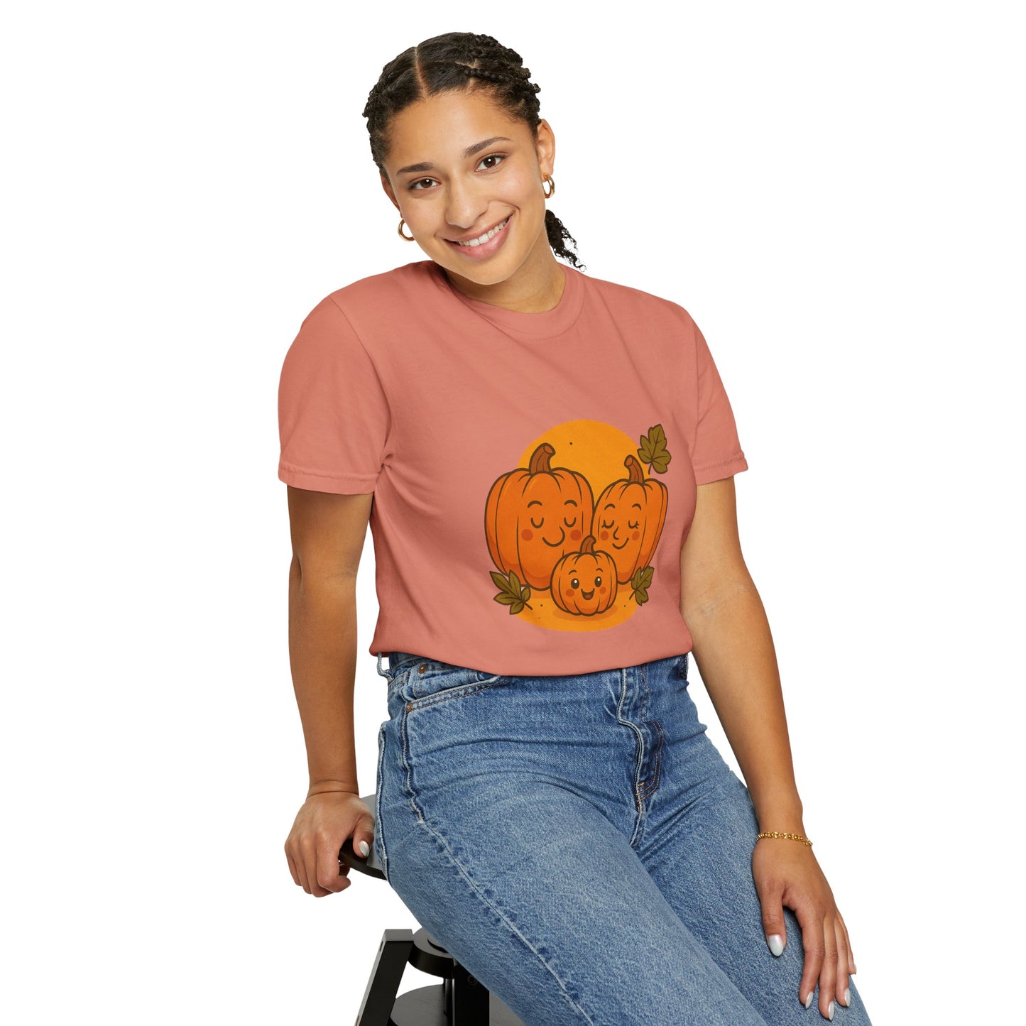 Cute Pumpkin Family T-Shirt with One Baby Pumpkin – Fall Harvest Graphic Tee, Autumn Thanksgiving Shirt