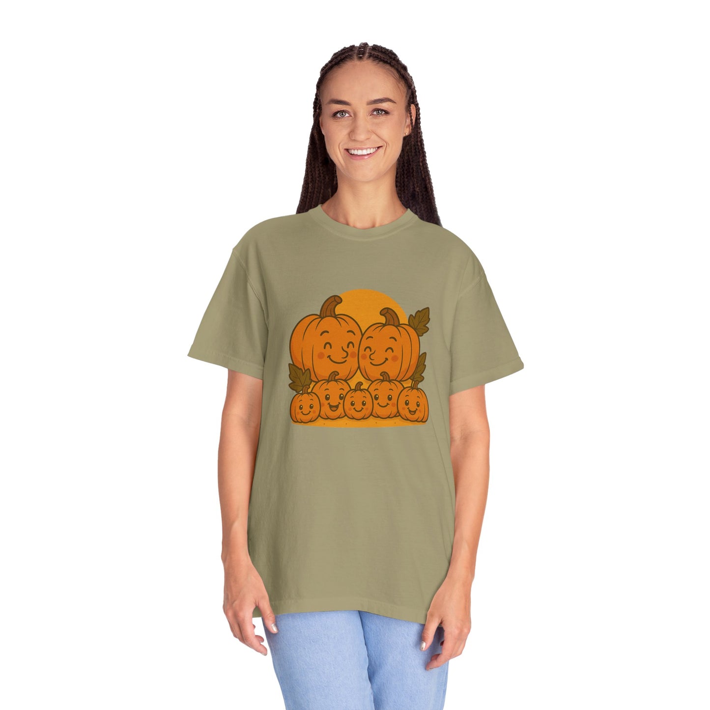 Cute Pumpkin Family T-Shirt with Five Baby Pumpkins – Fall Harvest Graphic Tee, Autumn Thanksgiving Shirt