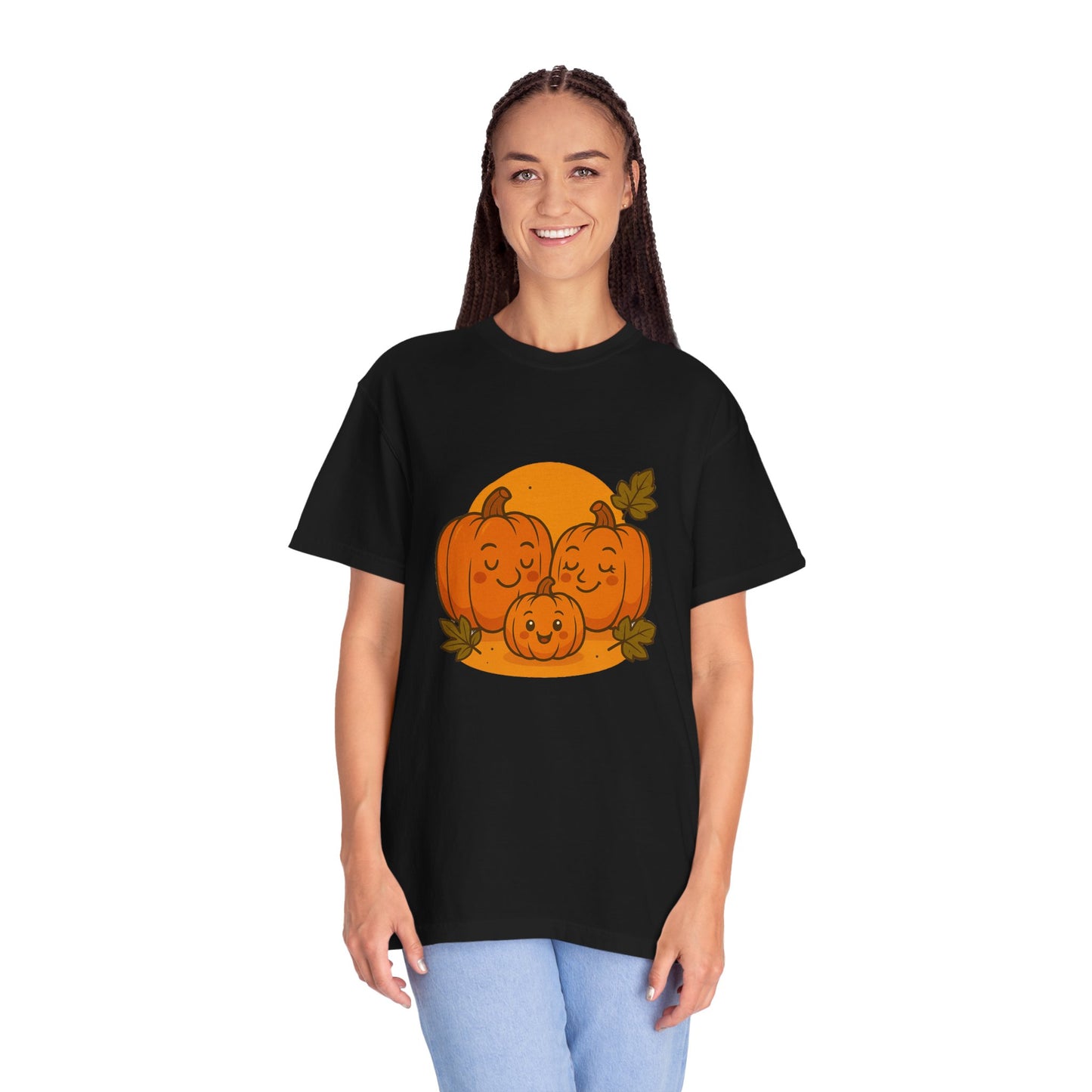 Cute Pumpkin Family T-Shirt with One Baby Pumpkin – Fall Harvest Graphic Tee, Autumn Thanksgiving Shirt