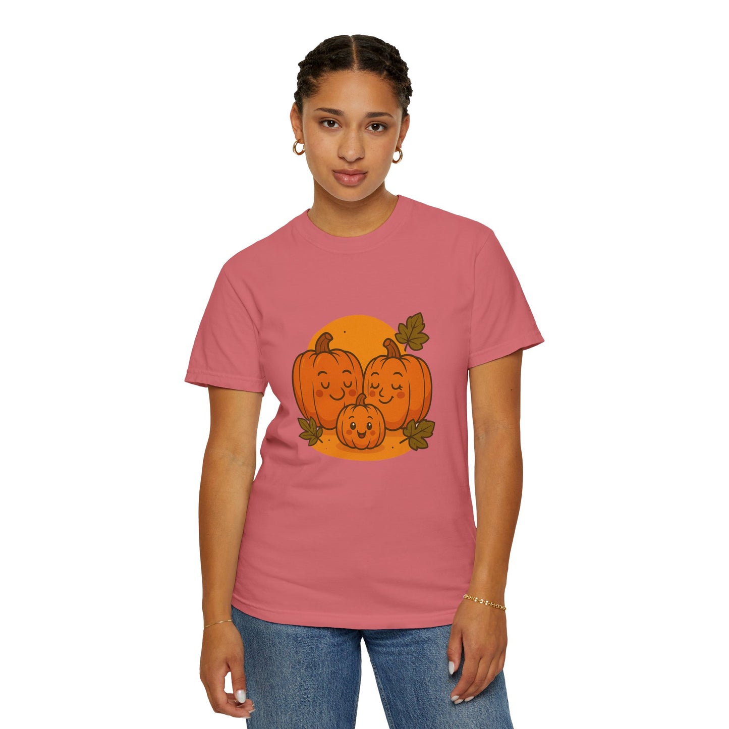 Cute Pumpkin Family T-Shirt with One Baby Pumpkin – Fall Harvest Graphic Tee, Autumn Thanksgiving Shirt