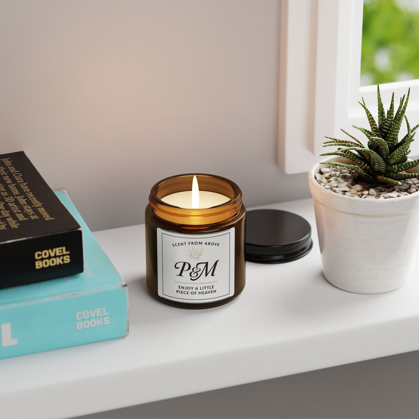 Custom Scented Candle Gift – Amber Jar Soy Candle for Teacher, Nanny, or Loved One – Natural Fragrance & Self-Care