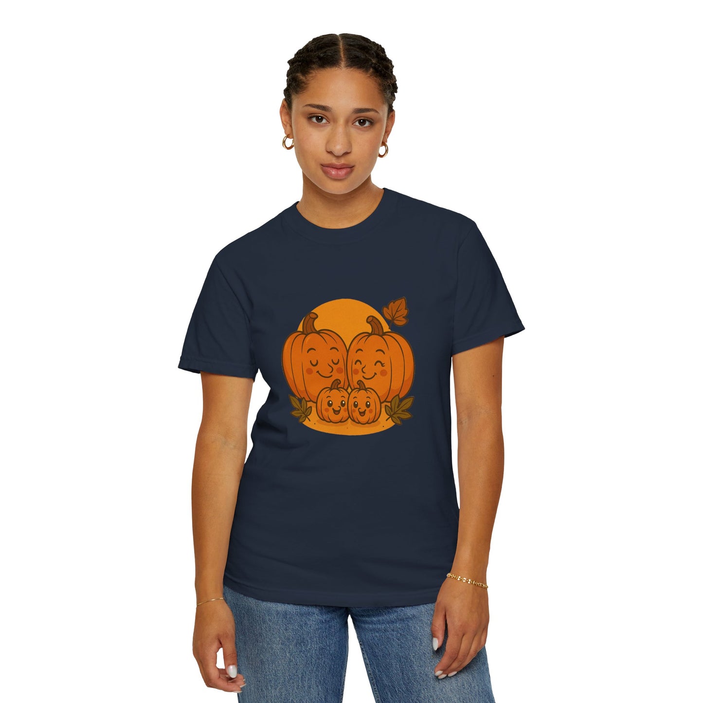 Cute Pumpkin Family T-Shirt with Two Baby Pumpkin – Fall Harvest Graphic Tee, Autumn Thanksgiving Shirt