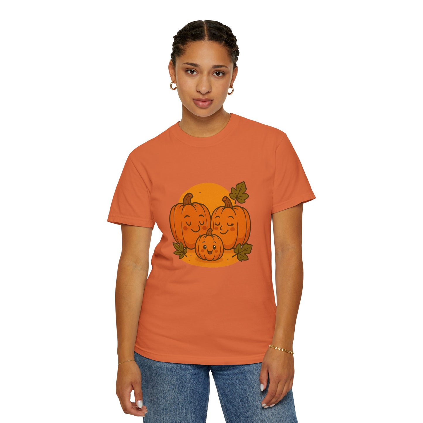 Cute Pumpkin Family T-Shirt with One Baby Pumpkin – Fall Harvest Graphic Tee, Autumn Thanksgiving Shirt