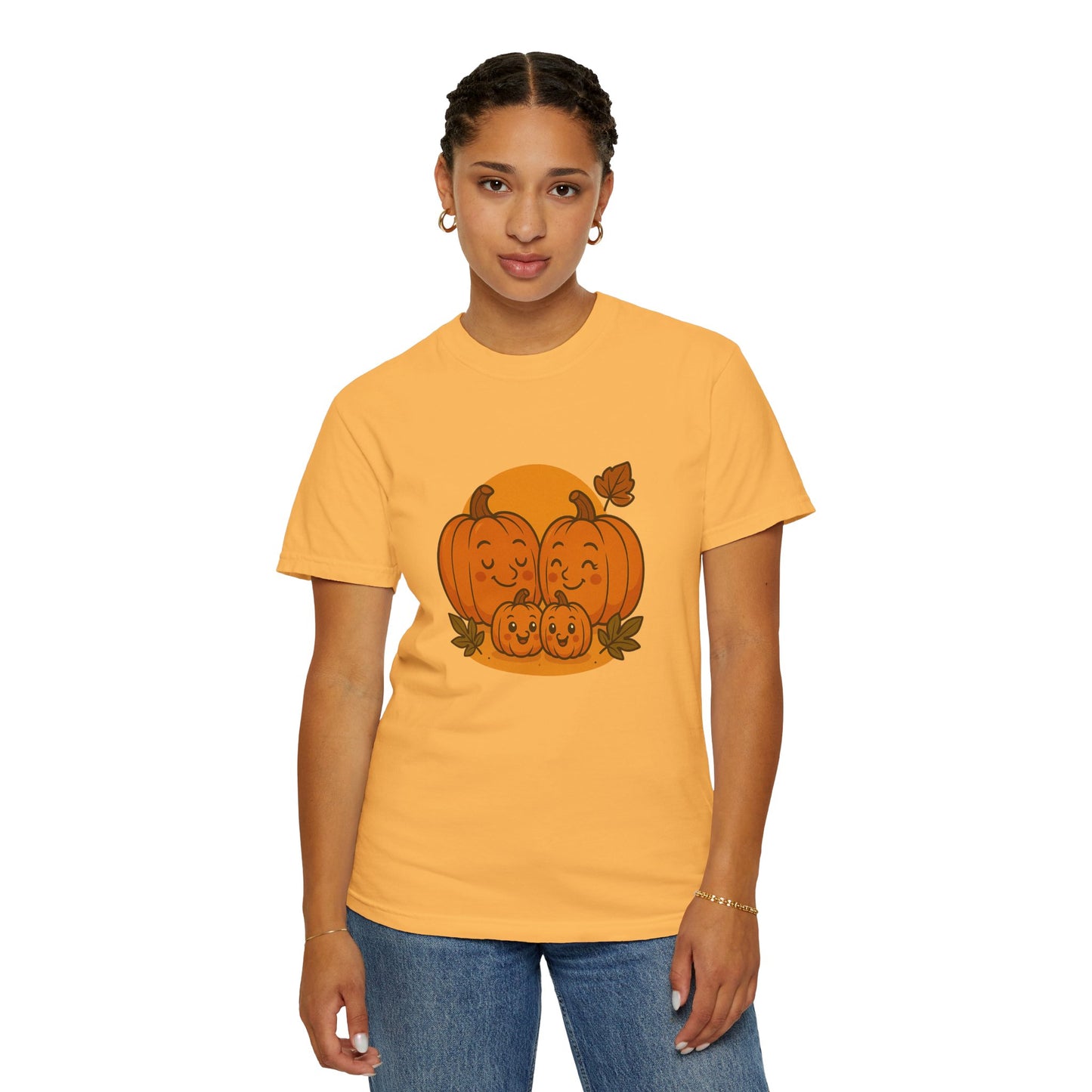 Cute Pumpkin Family T-Shirt with Two Baby Pumpkin – Fall Harvest Graphic Tee, Autumn Thanksgiving Shirt