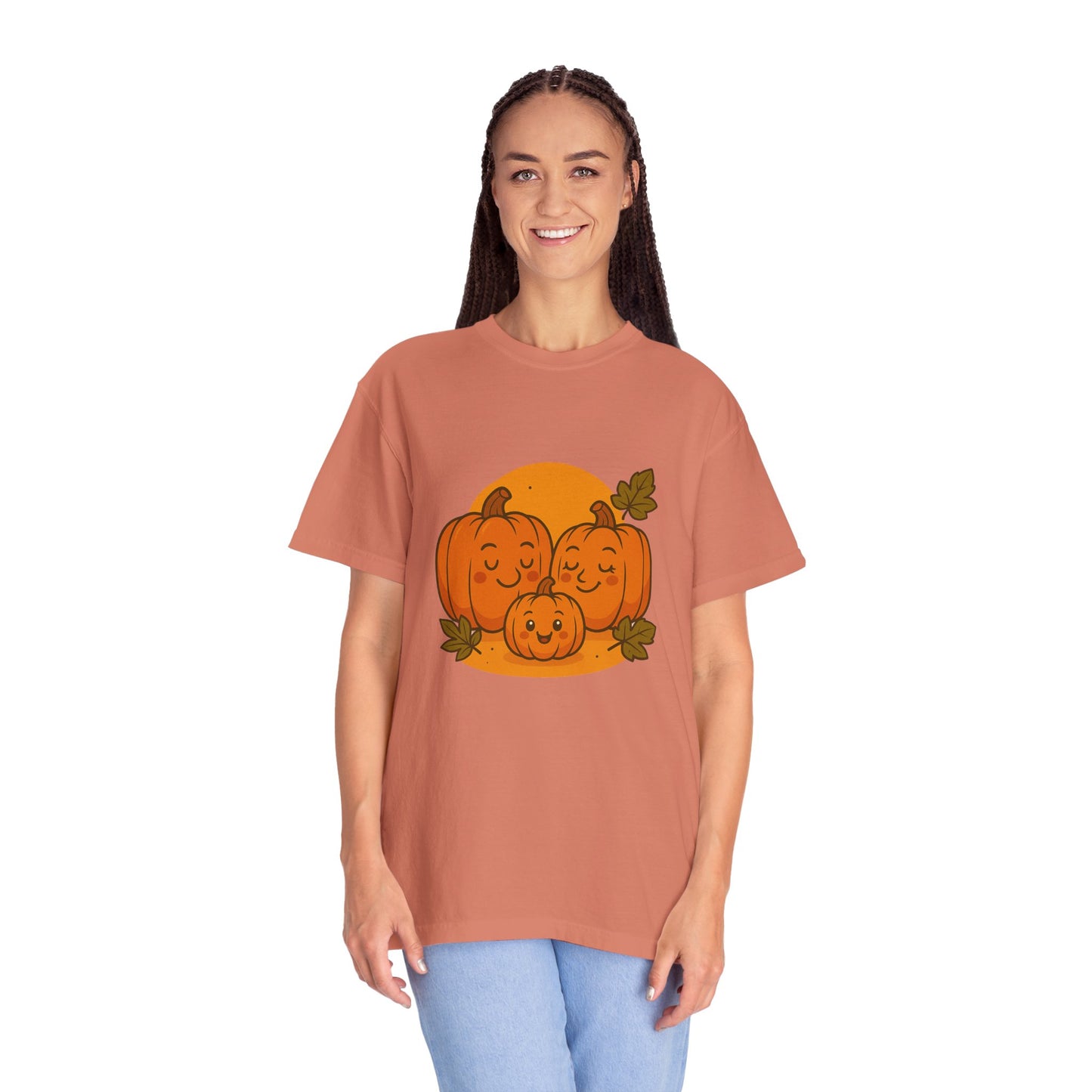 Cute Pumpkin Family T-Shirt with One Baby Pumpkin – Fall Harvest Graphic Tee, Autumn Thanksgiving Shirt