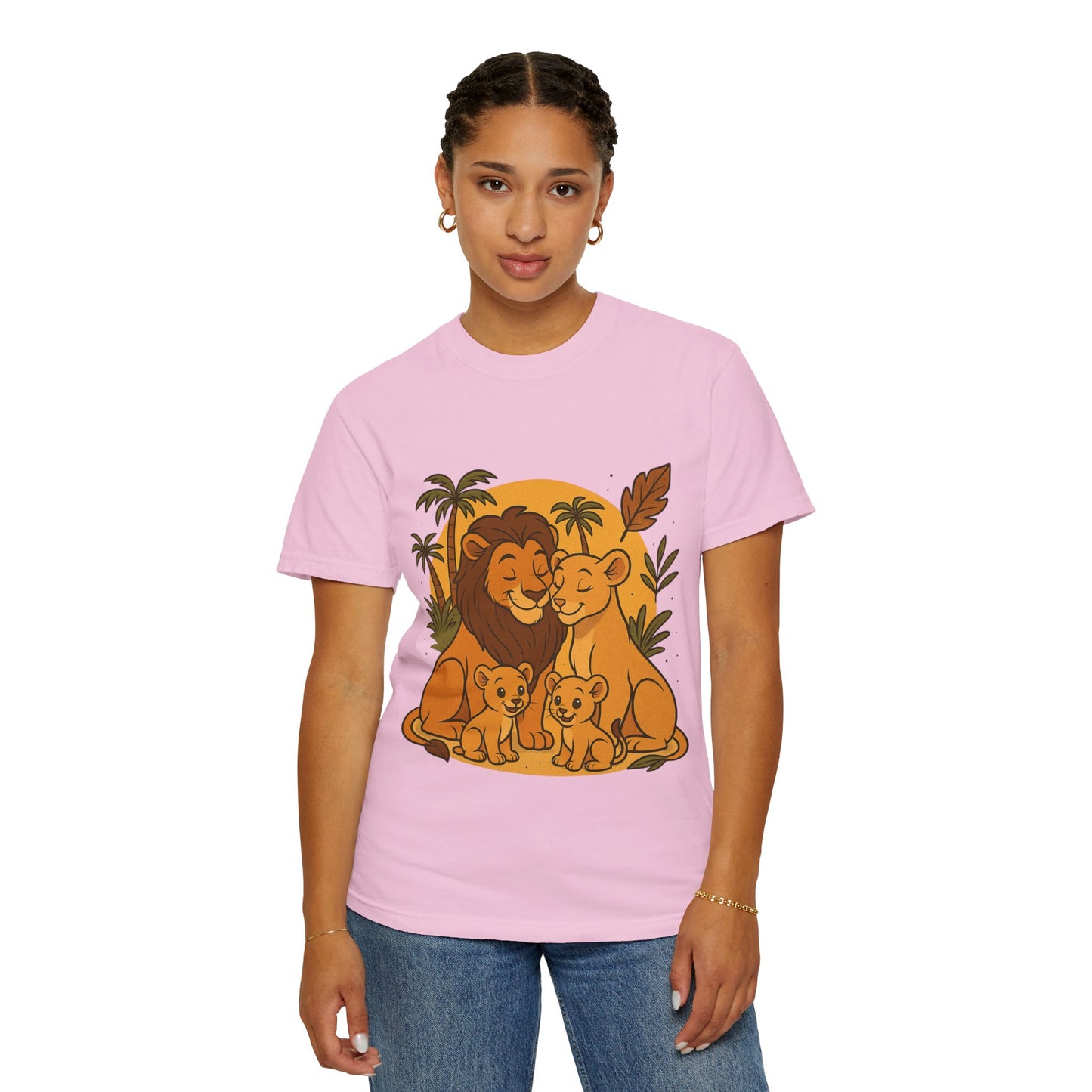Lion Family T-Shirt – Mom, Dad & 2 Cub | Lion Pride Family Design | Mufasa| Cute Safari Jungle Tee