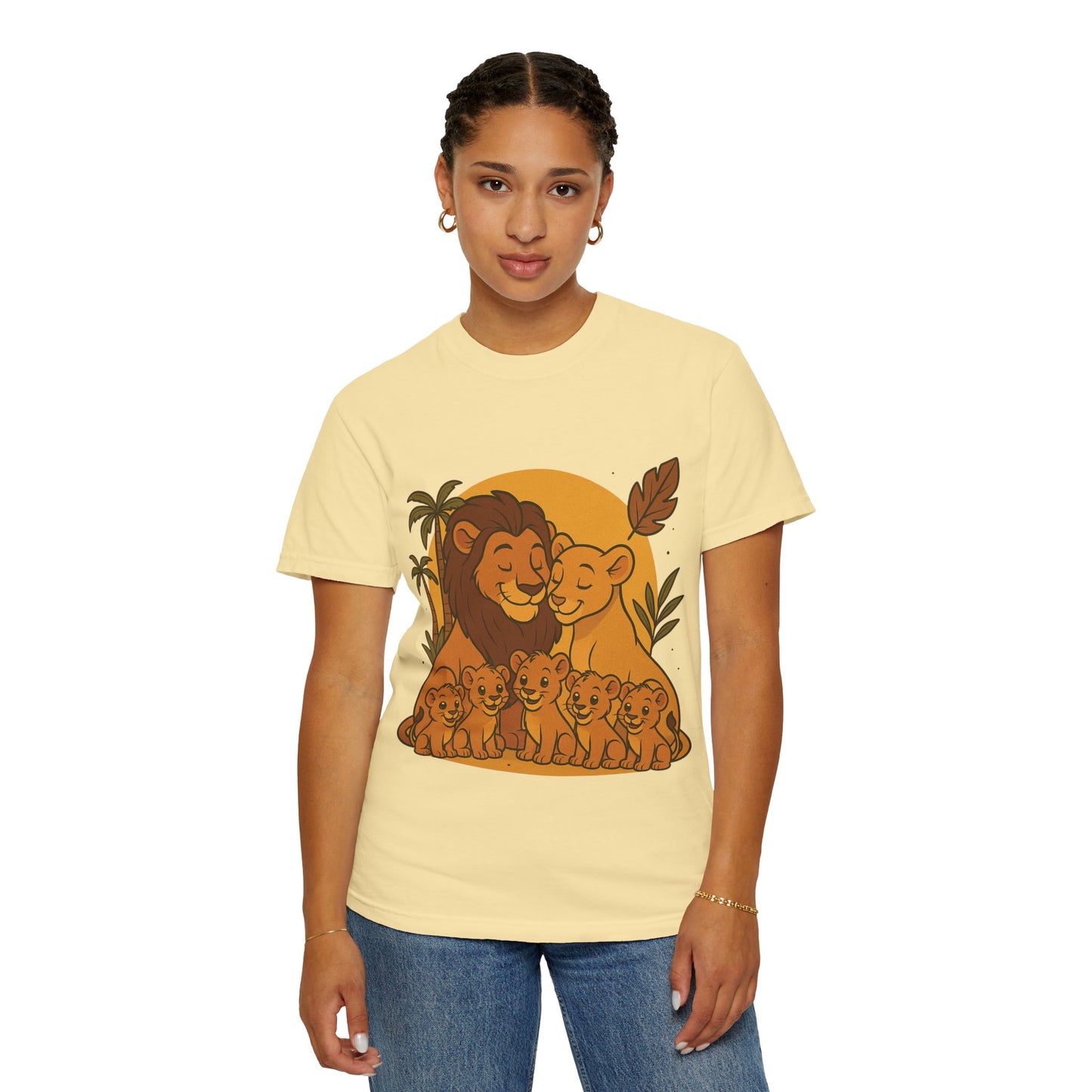 Lion Family T-Shirt – Mom, Dad & 5 Cub | Lion Pride Family Design | Mufasa| Cute Safari Jungle Tee