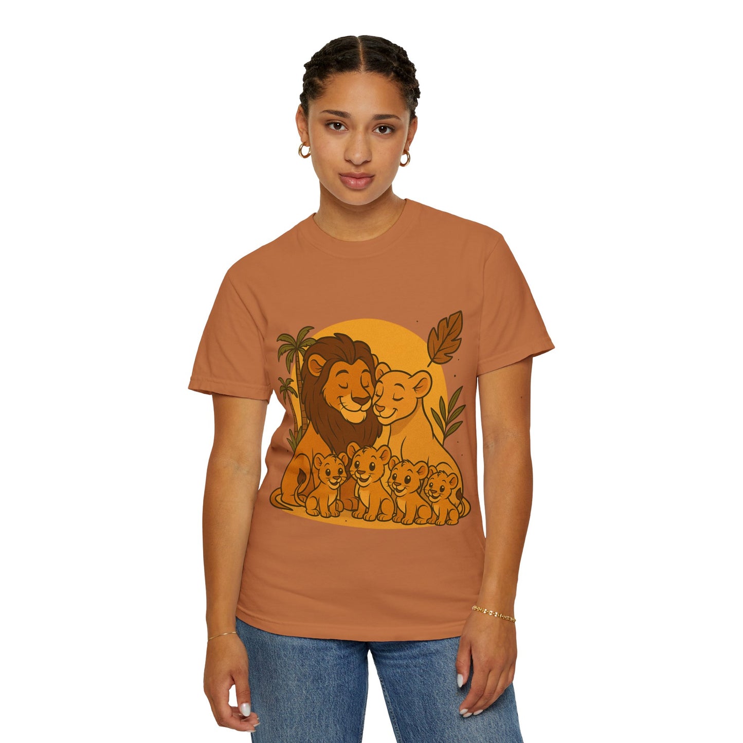 Lion Family T-Shirt – Mom, Dad & 4 Cub | Lion Pride Family Design | Mufasa| Cute Safari Jungle Tee
