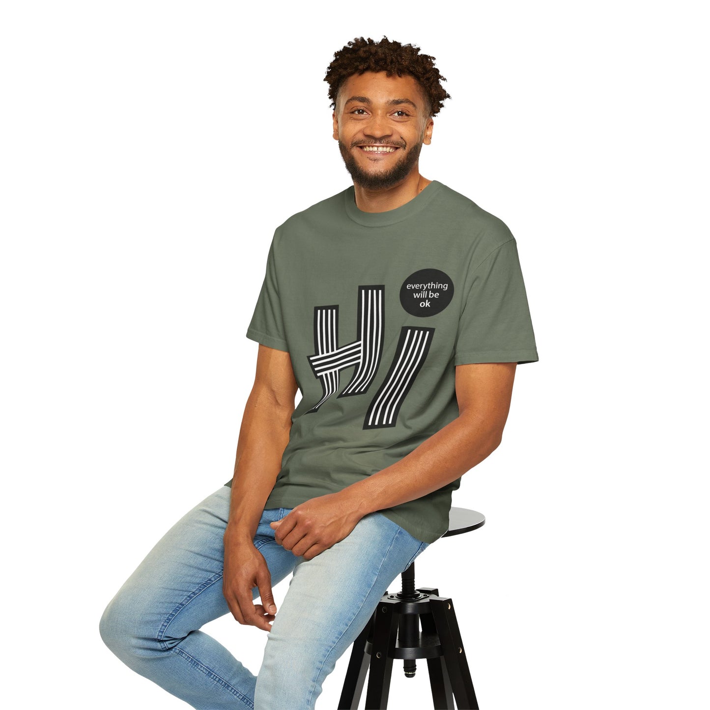 Positive Vibes T-Shirt - Hi Typography Tee with Encouraging Quote
