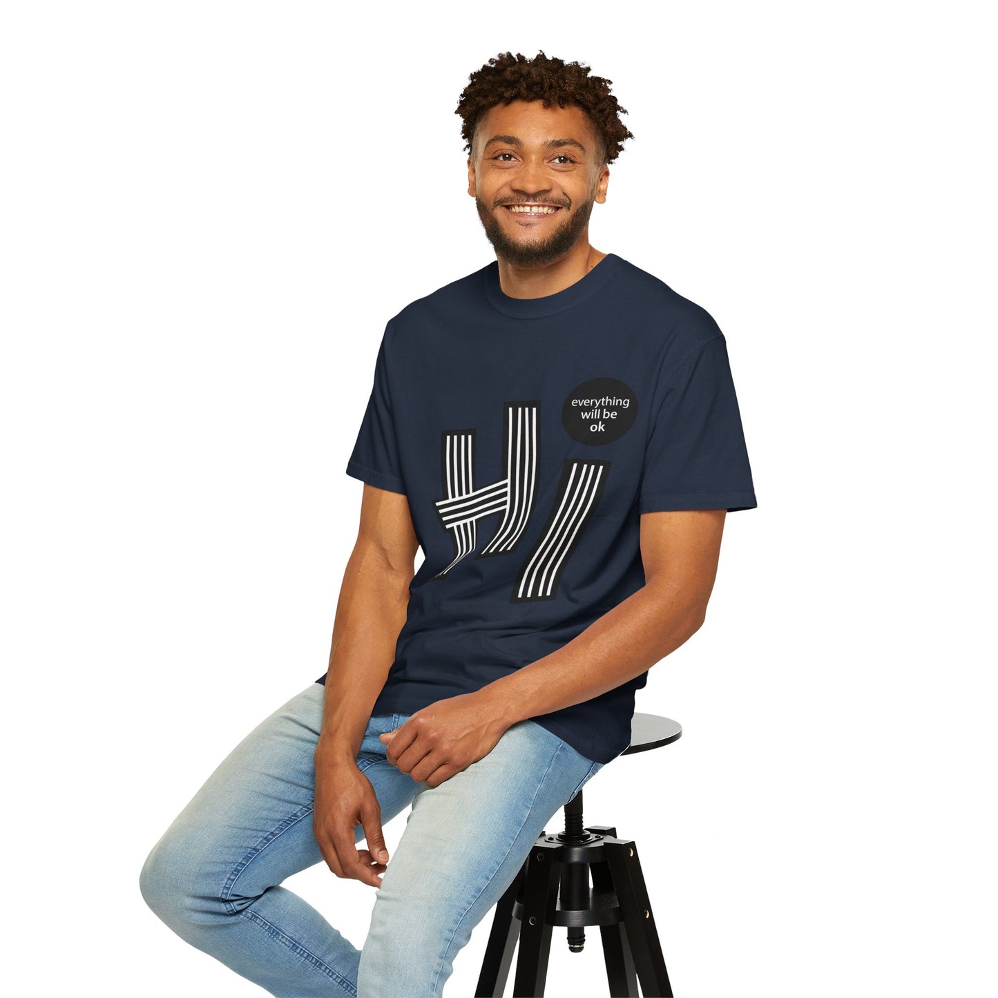 Positive Vibes T-Shirt - Hi Typography Tee with Encouraging Quote