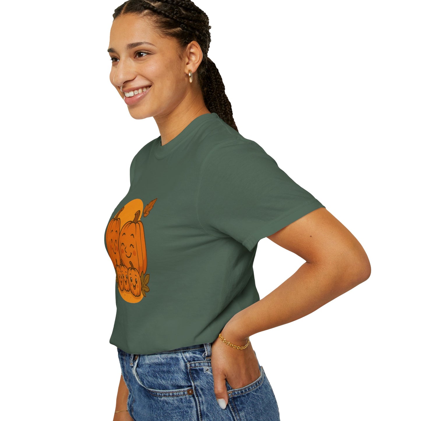 Cute Pumpkin Family T-Shirt with Three Baby Pumpkins – Fall Harvest Graphic Tee, Autumn Thanksgiving Shirt