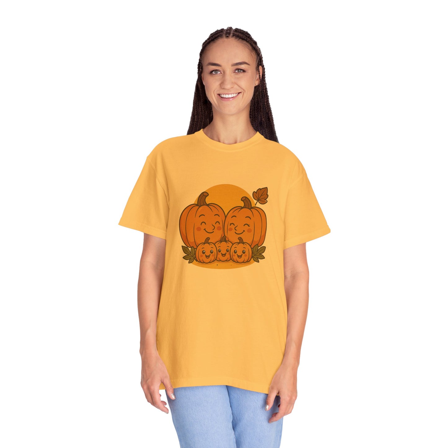 Cute Pumpkin Family T-Shirt with Three Baby Pumpkins – Fall Harvest Graphic Tee, Autumn Thanksgiving Shirt