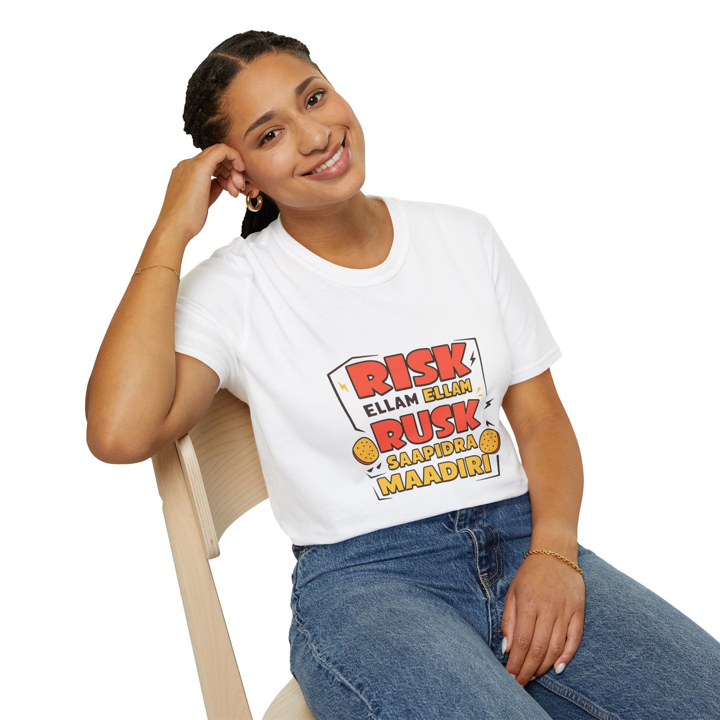 Tamil Comedy T-Shirt | Risk Rusk Vadivelu Quote Tee | South Indian Funny Unisex Shirt