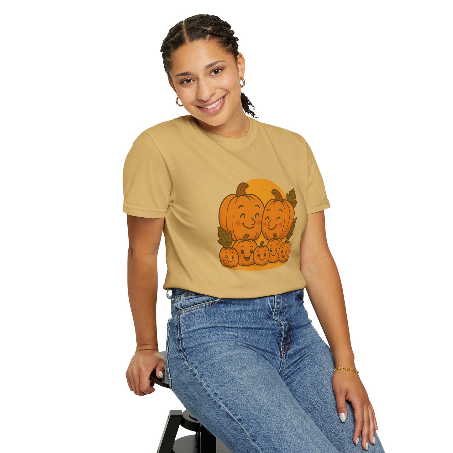 Cute Pumpkin Family T-Shirt with Five Baby Pumpkins – Fall Harvest Graphic Tee, Autumn Thanksgiving Shirt