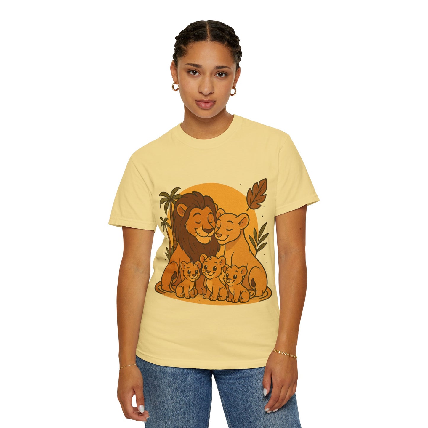 Lion Family T-Shirt – Mom, Dad & 3 Cub | Lion Pride Family Design | Mufasa| Cute Safari Jungle Tee
