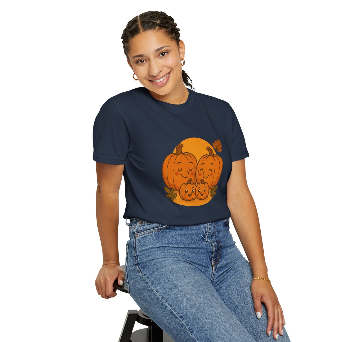 Cute Pumpkin Family T-Shirt with Two Baby Pumpkin – Fall Harvest Graphic Tee, Autumn Thanksgiving Shirt
