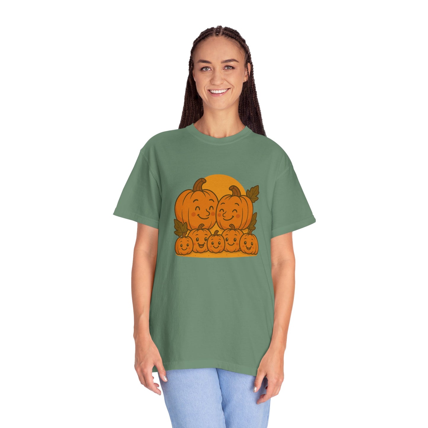 Cute Pumpkin Family T-Shirt with Five Baby Pumpkins – Fall Harvest Graphic Tee, Autumn Thanksgiving Shirt