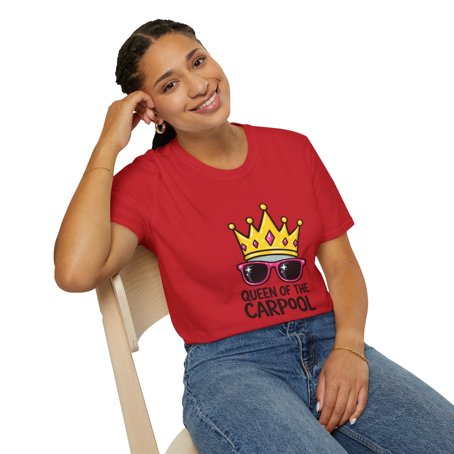 Queen of the Carpool T-Shirt – Funny Mom Crown & Sunglasses Tee