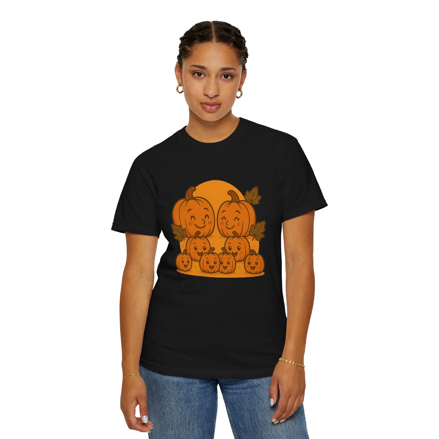 Cute Pumpkin Family T-Shirt with Six Baby Pumpkins – Fall Harvest Graphic Tee, Autumn Thanksgiving Shirt
