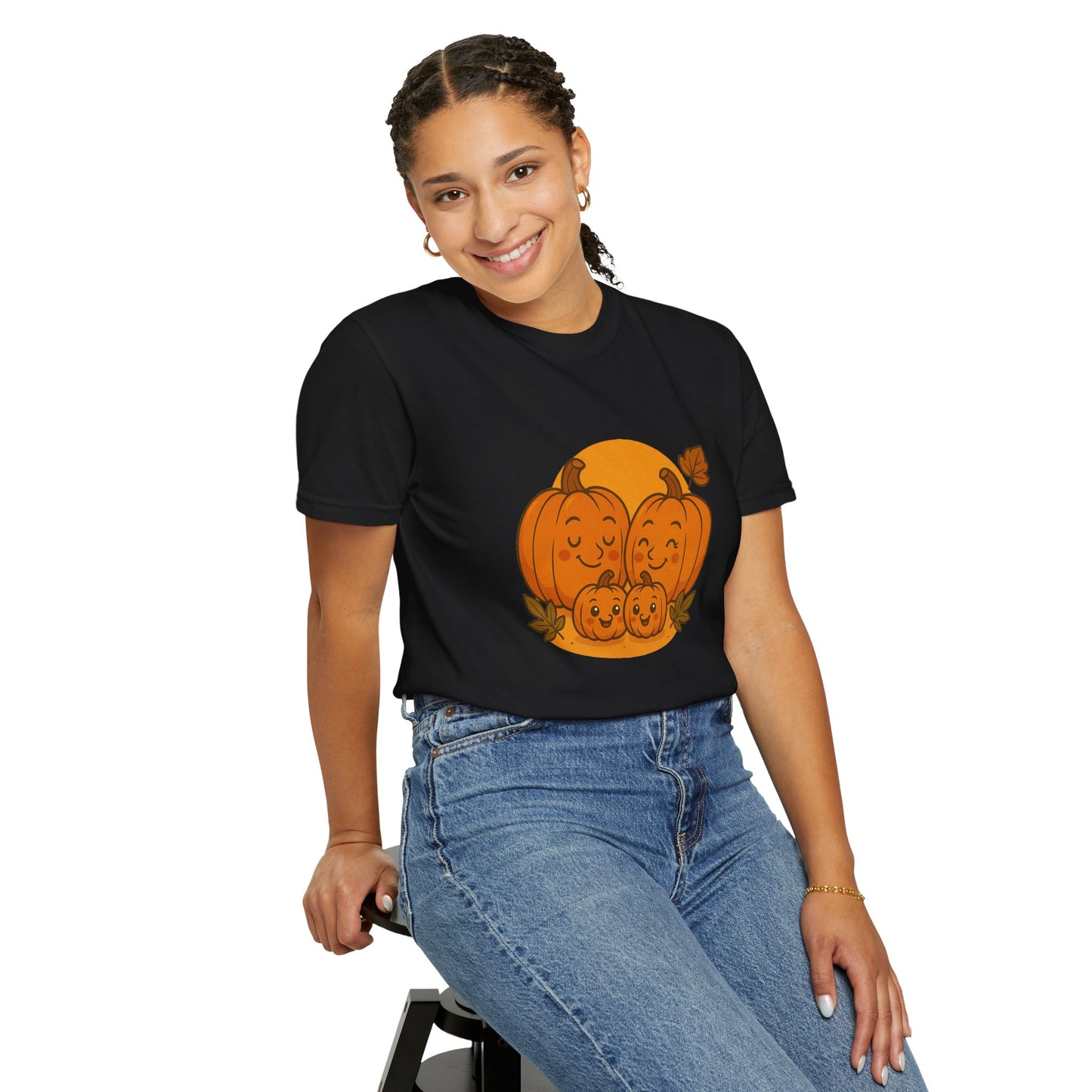 Cute Pumpkin Family T-Shirt with Two Baby Pumpkin – Fall Harvest Graphic Tee, Autumn Thanksgiving Shirt