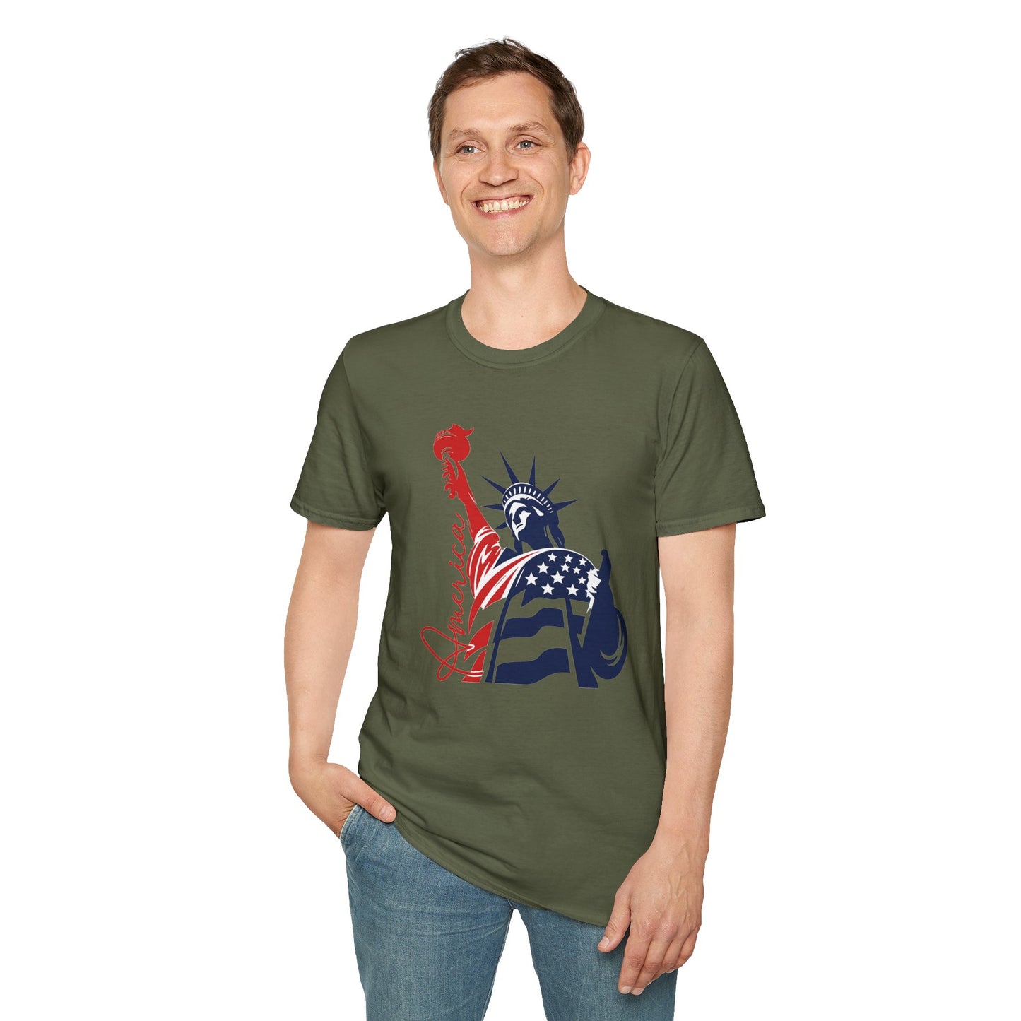 Liberty Statue Tee | Patriotic USA Flag Graphic T-Shirt