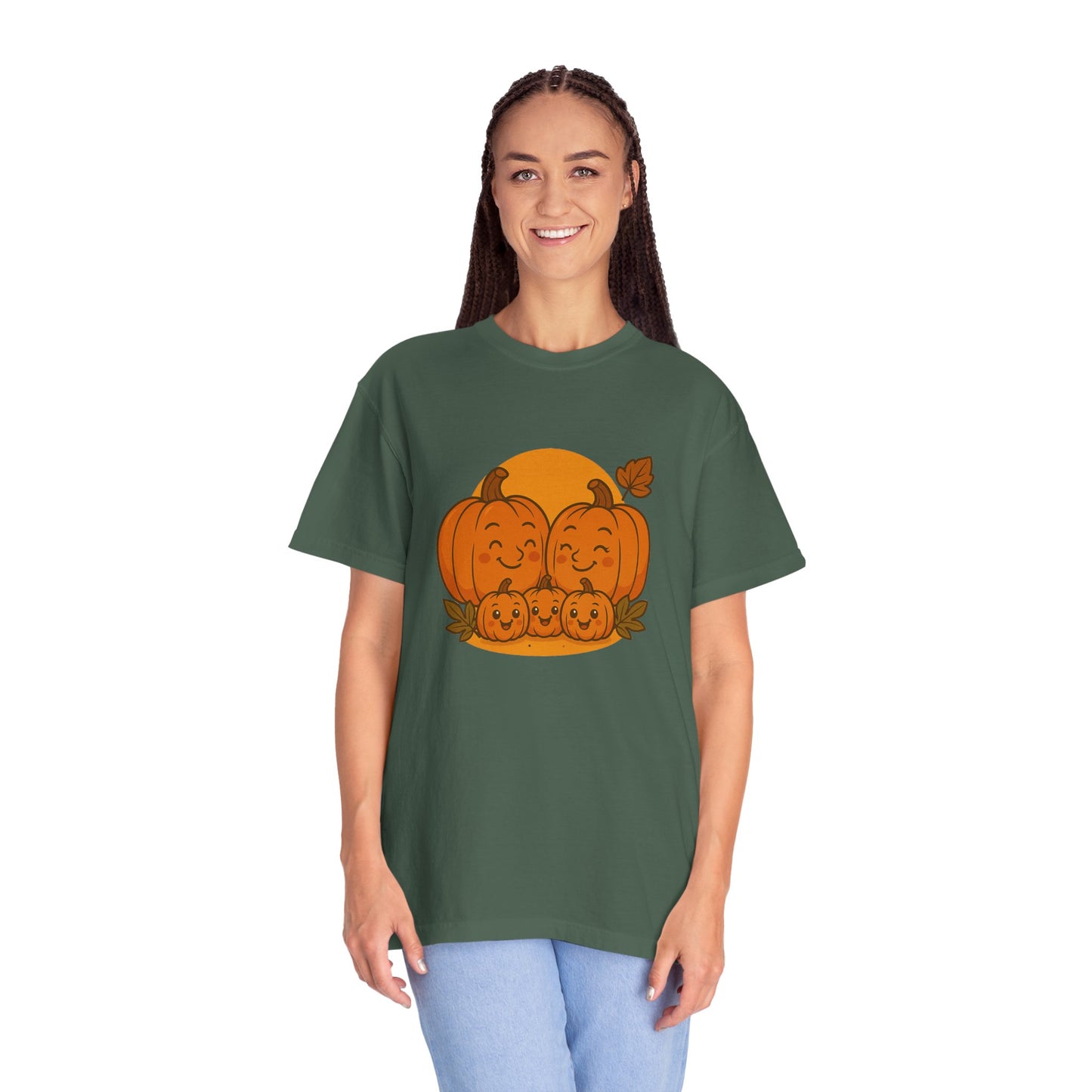 Cute Pumpkin Family T-Shirt with Three Baby Pumpkins – Fall Harvest Graphic Tee, Autumn Thanksgiving Shirt