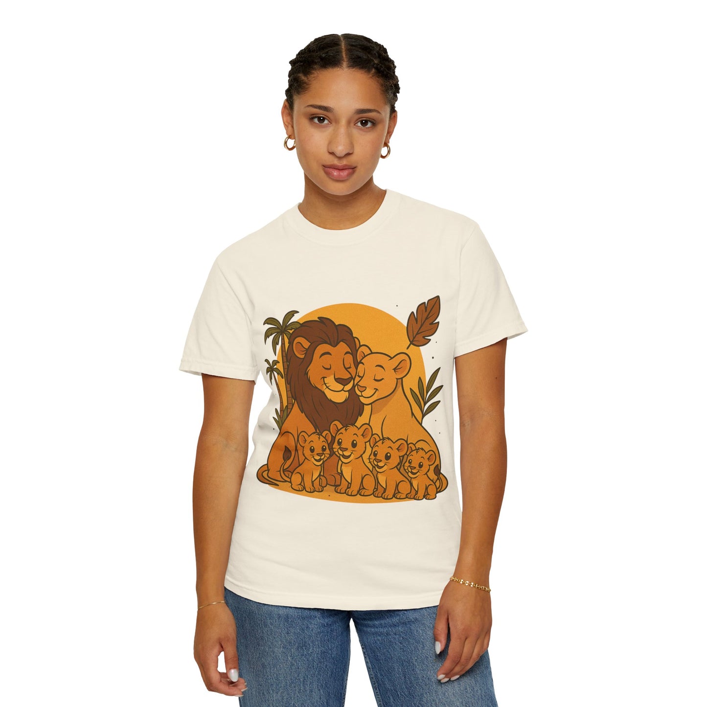 Lion Family T-Shirt – Mom, Dad & 4 Cub | Lion Pride Family Design | Mufasa| Cute Safari Jungle Tee