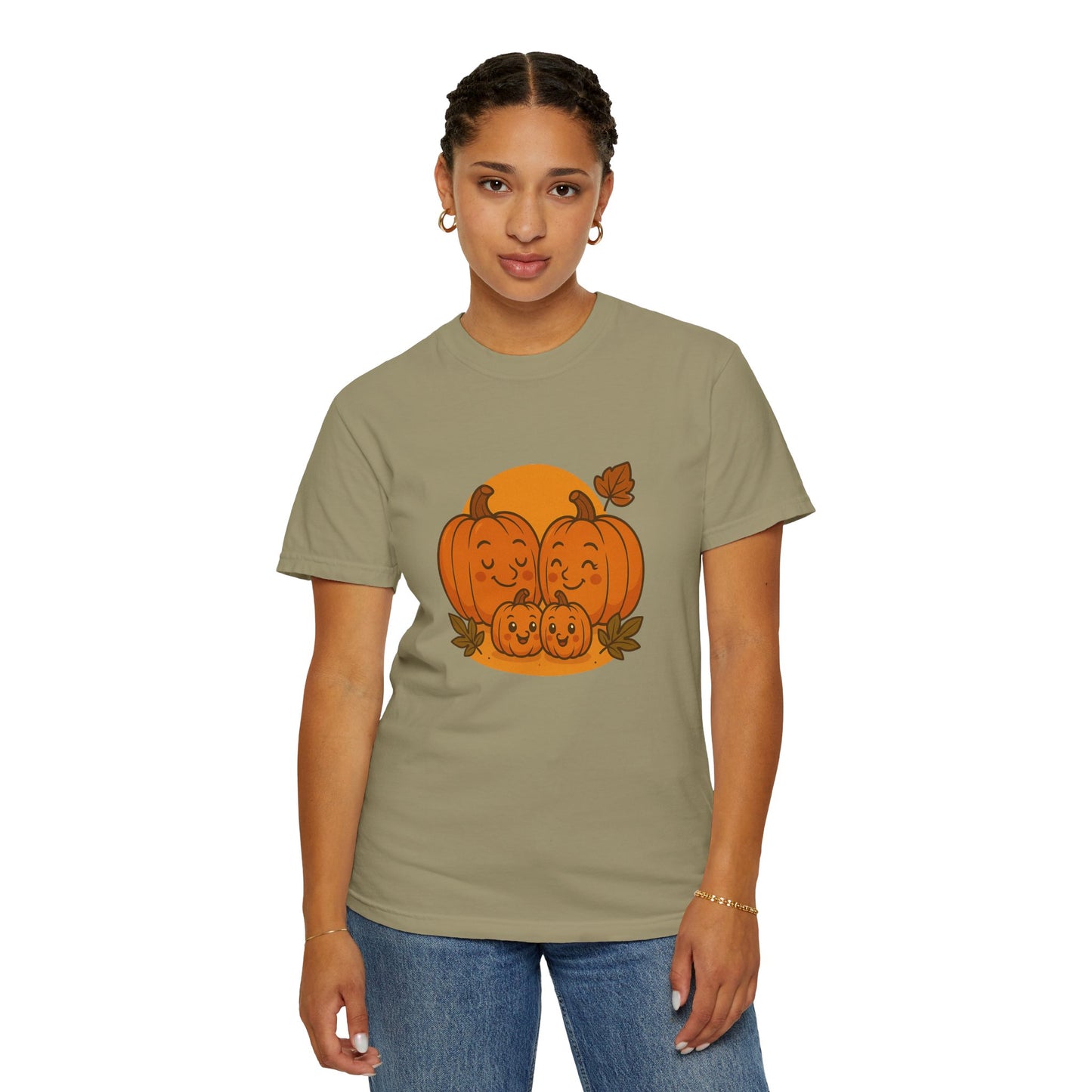 Cute Pumpkin Family T-Shirt with Two Baby Pumpkin – Fall Harvest Graphic Tee, Autumn Thanksgiving Shirt