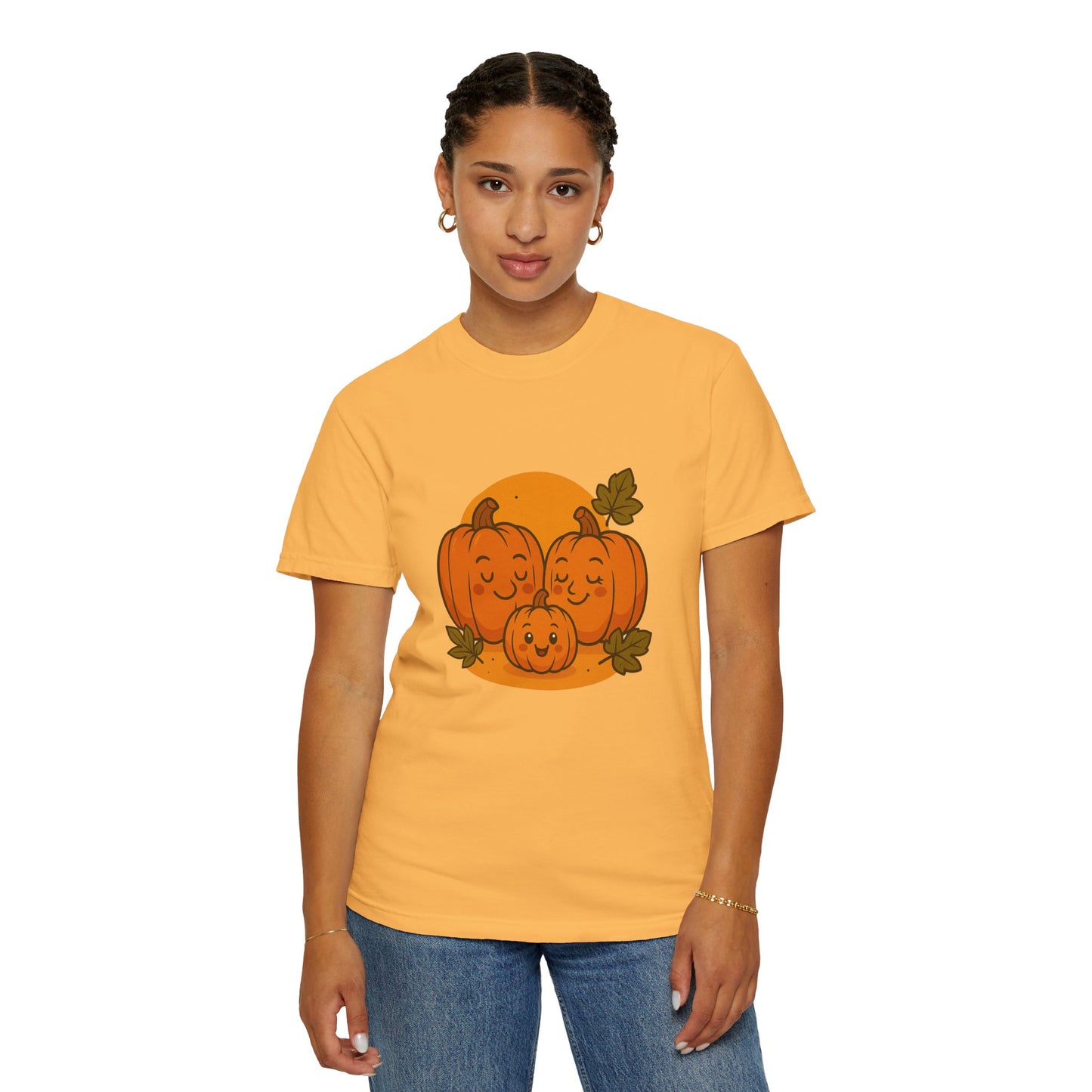 Cute Pumpkin Family T-Shirt with One Baby Pumpkin – Fall Harvest Graphic Tee, Autumn Thanksgiving Shirt