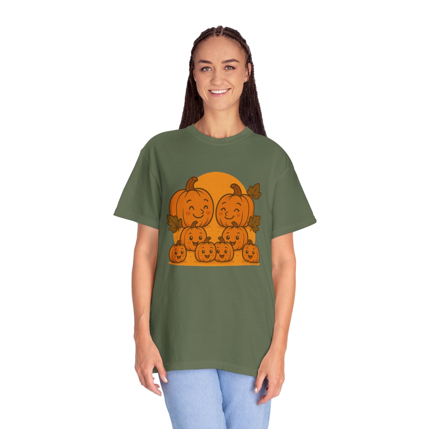 Cute Pumpkin Family T-Shirt with Six Baby Pumpkins – Fall Harvest Graphic Tee, Autumn Thanksgiving Shirt