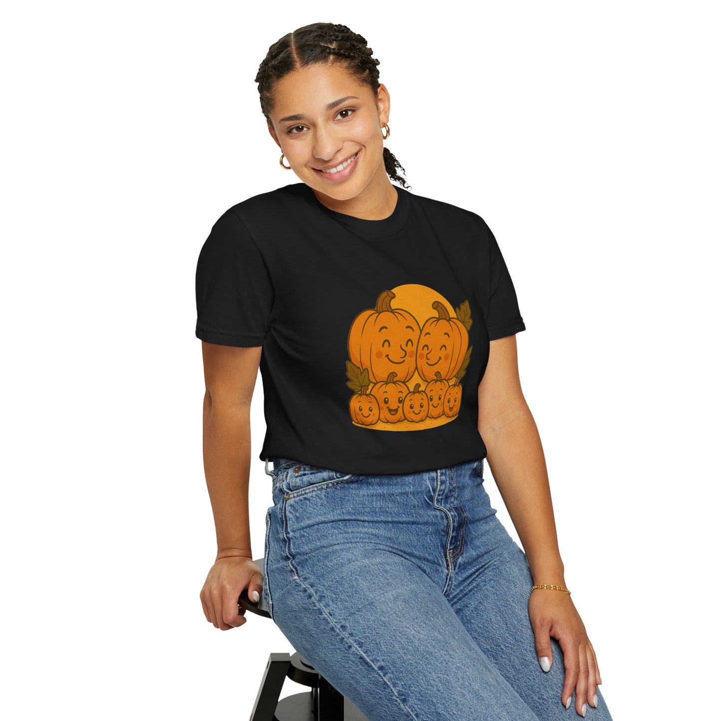 Cute Pumpkin Family T-Shirt with Five Baby Pumpkins – Fall Harvest Graphic Tee, Autumn Thanksgiving Shirt
