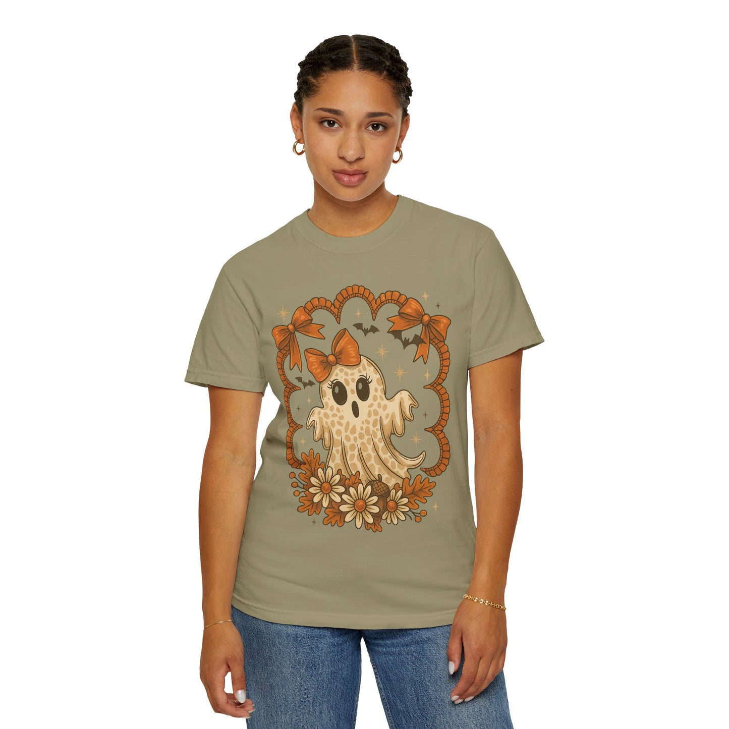 Cute Ghost T-Shirt, Halloween Graphic Tee with Bow, Spooky Season Fall Shirt for Women & Men