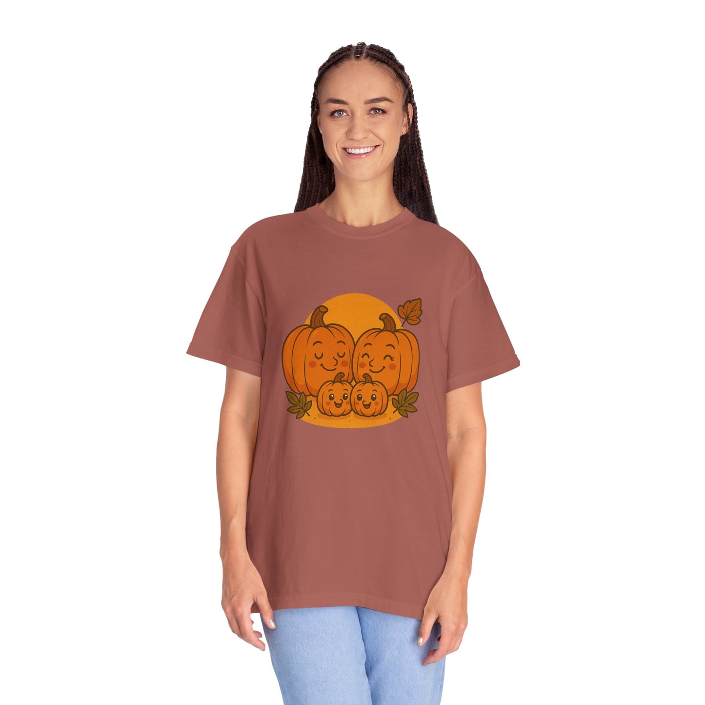 Cute Pumpkin Family T-Shirt with Two Baby Pumpkin – Fall Harvest Graphic Tee, Autumn Thanksgiving Shirt