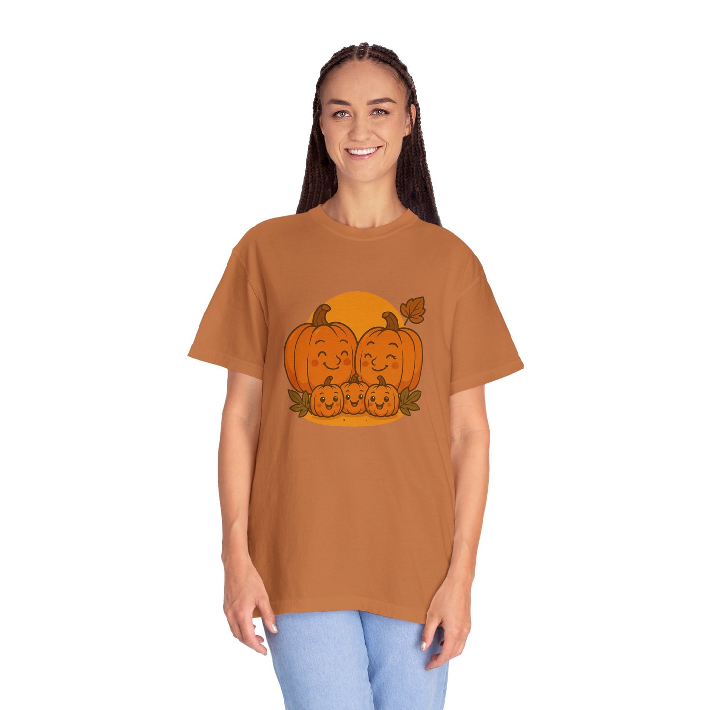Cute Pumpkin Family T-Shirt with Three Baby Pumpkins – Fall Harvest Graphic Tee, Autumn Thanksgiving Shirt