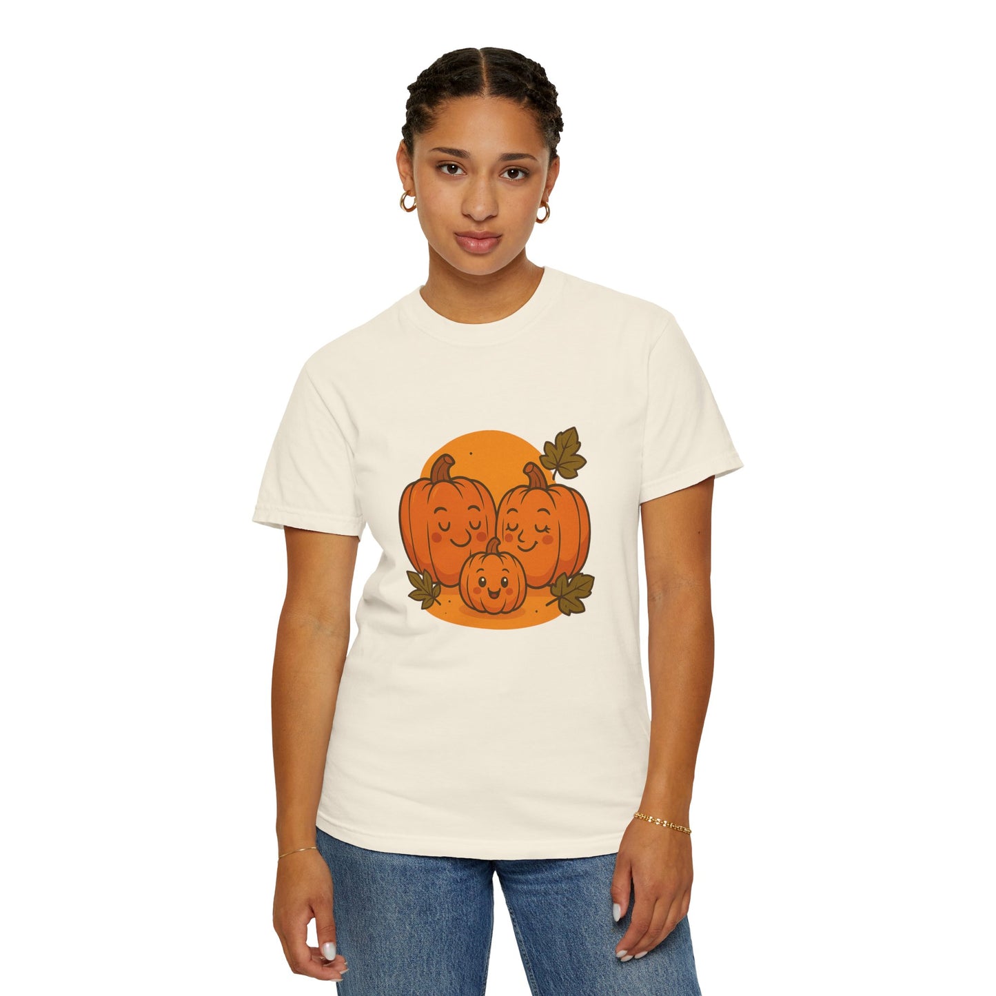 Cute Pumpkin Family T-Shirt with One Baby Pumpkin – Fall Harvest Graphic Tee, Autumn Thanksgiving Shirt