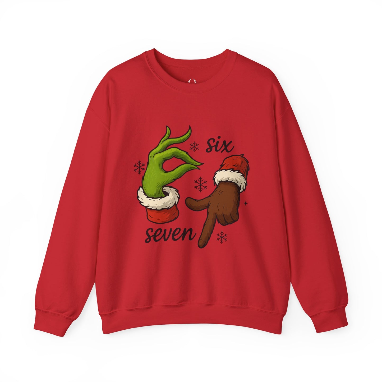 Six Seven Christmas Sweatshirt – Funny Grinch Hand Holiday Crewneck