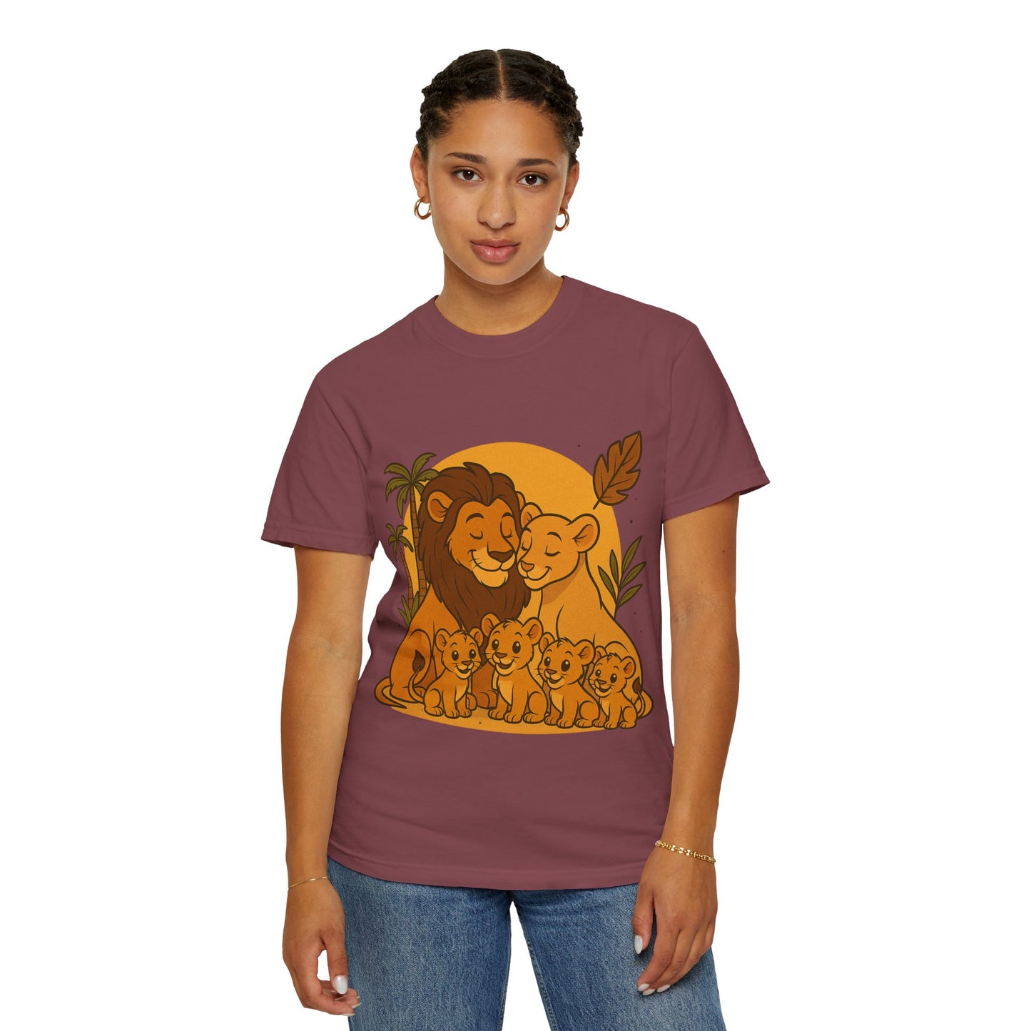 Lion Family T-Shirt – Mom, Dad & 4 Cub | Lion Pride Family Design | Mufasa| Cute Safari Jungle Tee