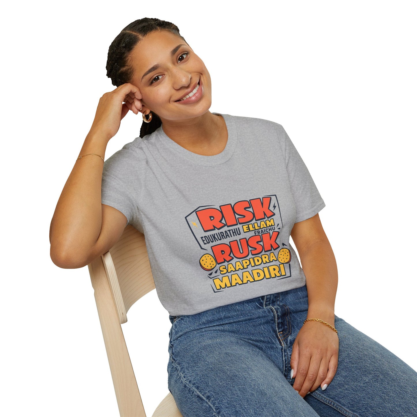 Tamil Comedy T-Shirt | Risk Rusk Vadivelu Quote Tee | South Indian Funny Unisex Shirt