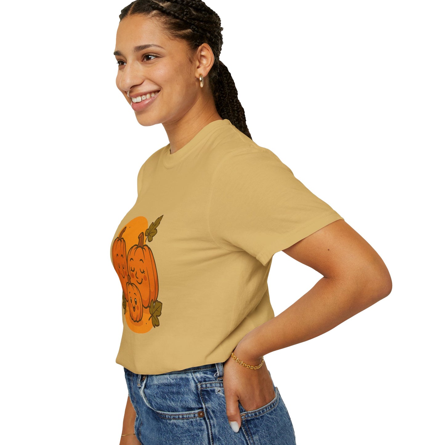 Cute Pumpkin Family T-Shirt with One Baby Pumpkin – Fall Harvest Graphic Tee, Autumn Thanksgiving Shirt