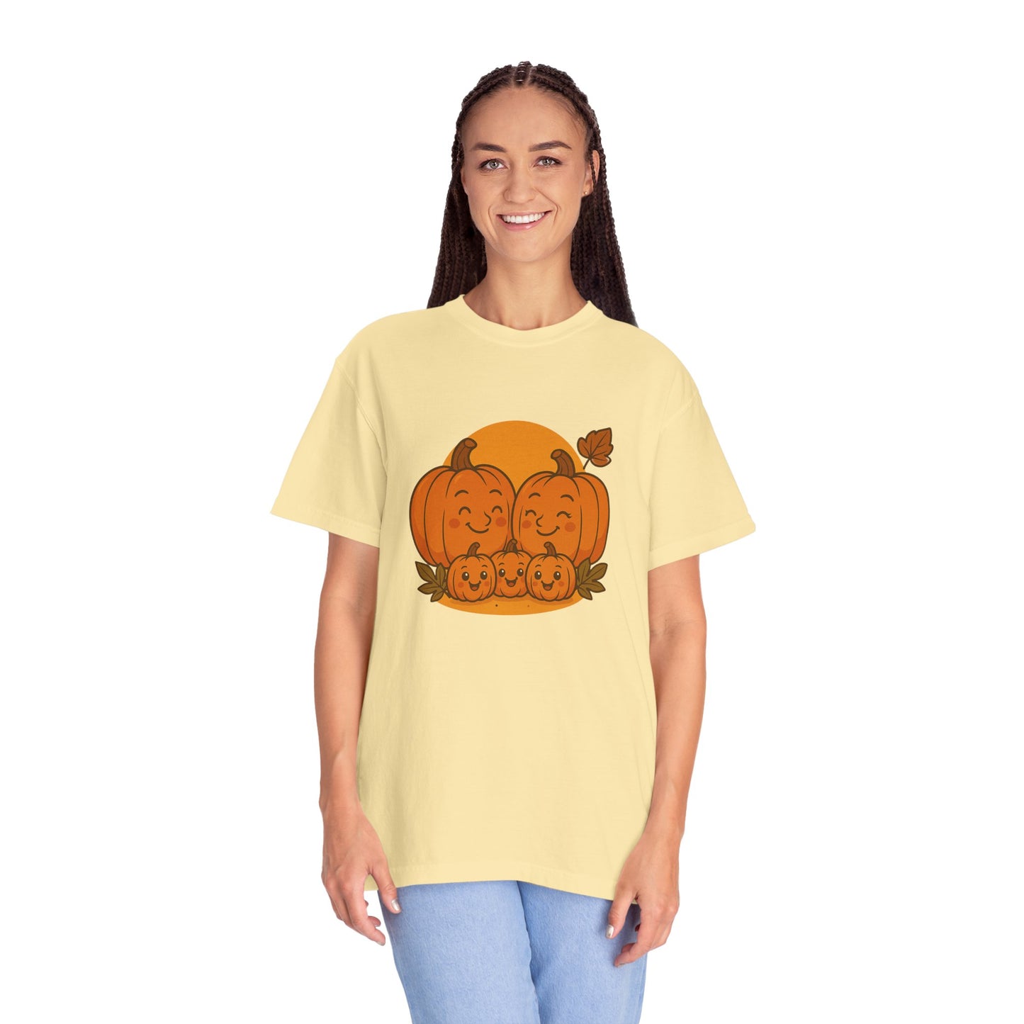 Cute Pumpkin Family T-Shirt with Three Baby Pumpkins – Fall Harvest Graphic Tee, Autumn Thanksgiving Shirt