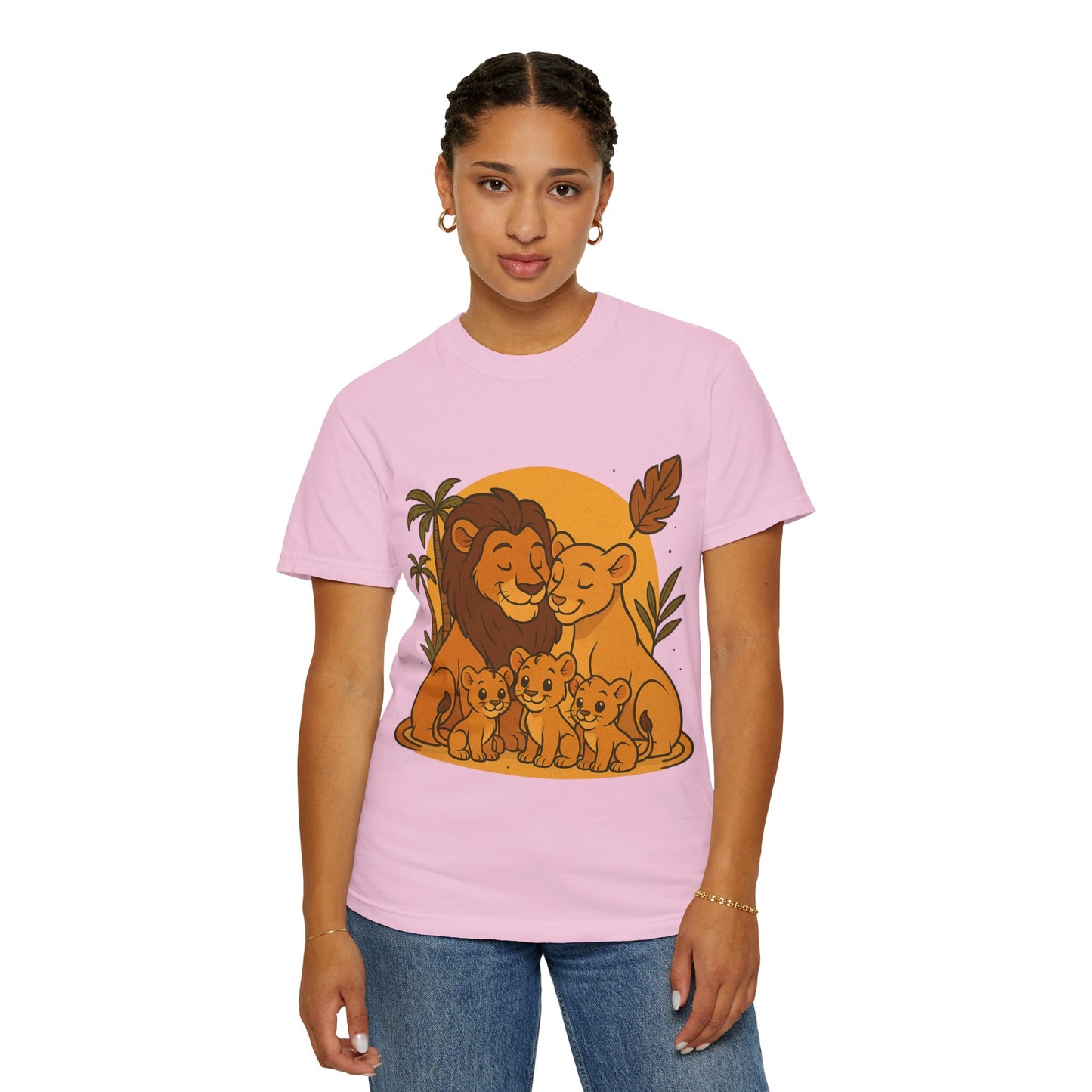 Lion Family T-Shirt – Mom, Dad & 3 Cub | Lion Pride Family Design | Mufasa| Cute Safari Jungle Tee