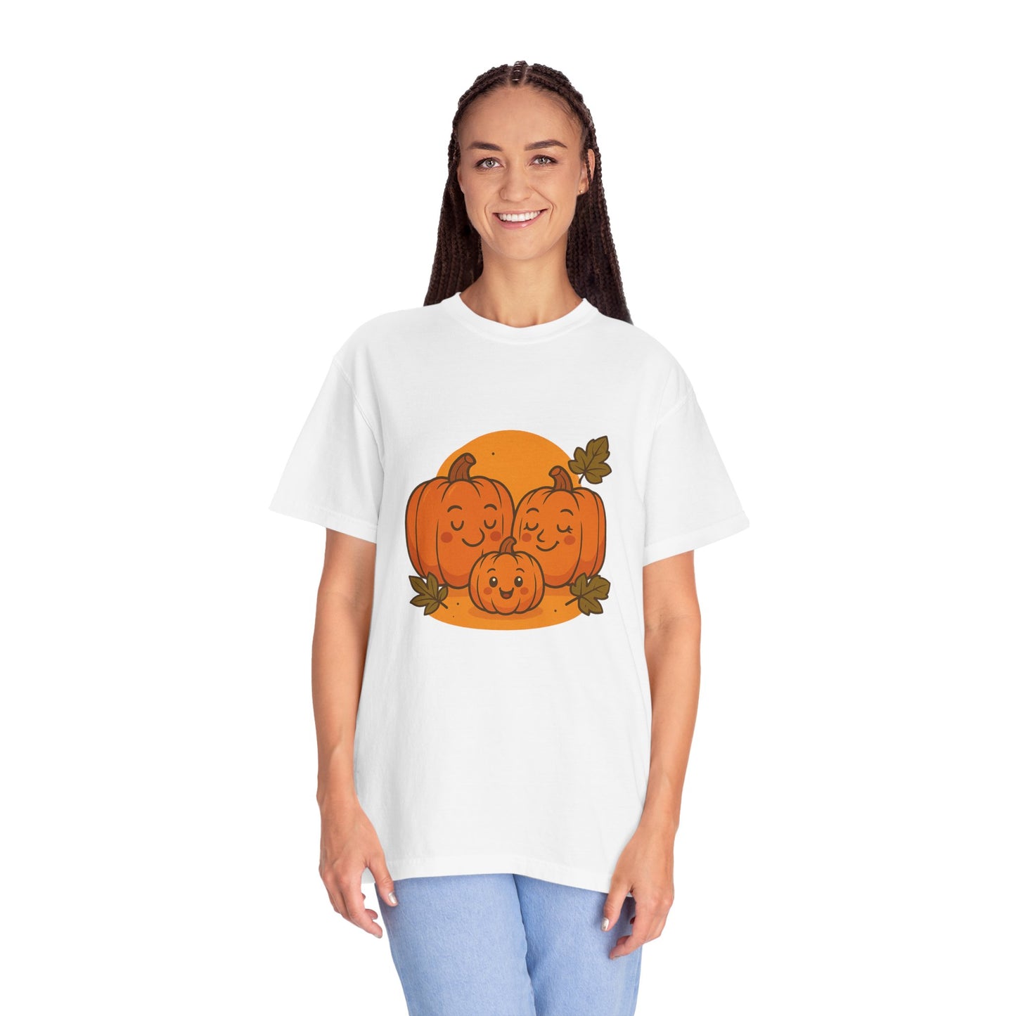 Cute Pumpkin Family T-Shirt with One Baby Pumpkin – Fall Harvest Graphic Tee, Autumn Thanksgiving Shirt