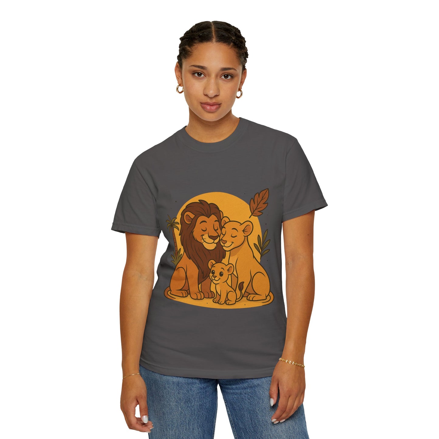 Lion Family T-Shirt – Mom, Dad & 1 Cub | Lion Pride Family Design | Mufasa| Cute Safari Jungle Tee