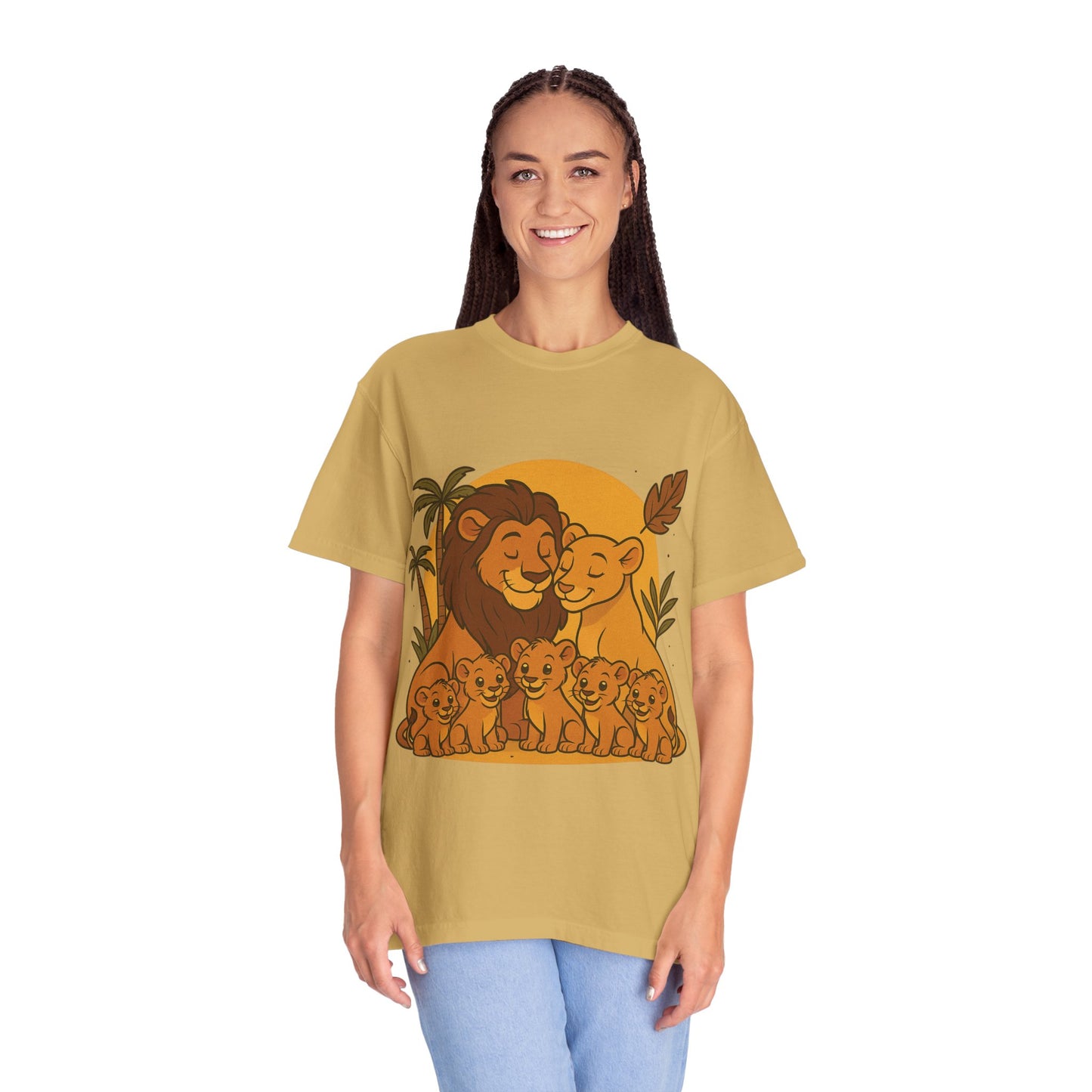 Lion Family T-Shirt – Mom, Dad & 5 Cub | Lion Pride Family Design | Mufasa| Cute Safari Jungle Tee