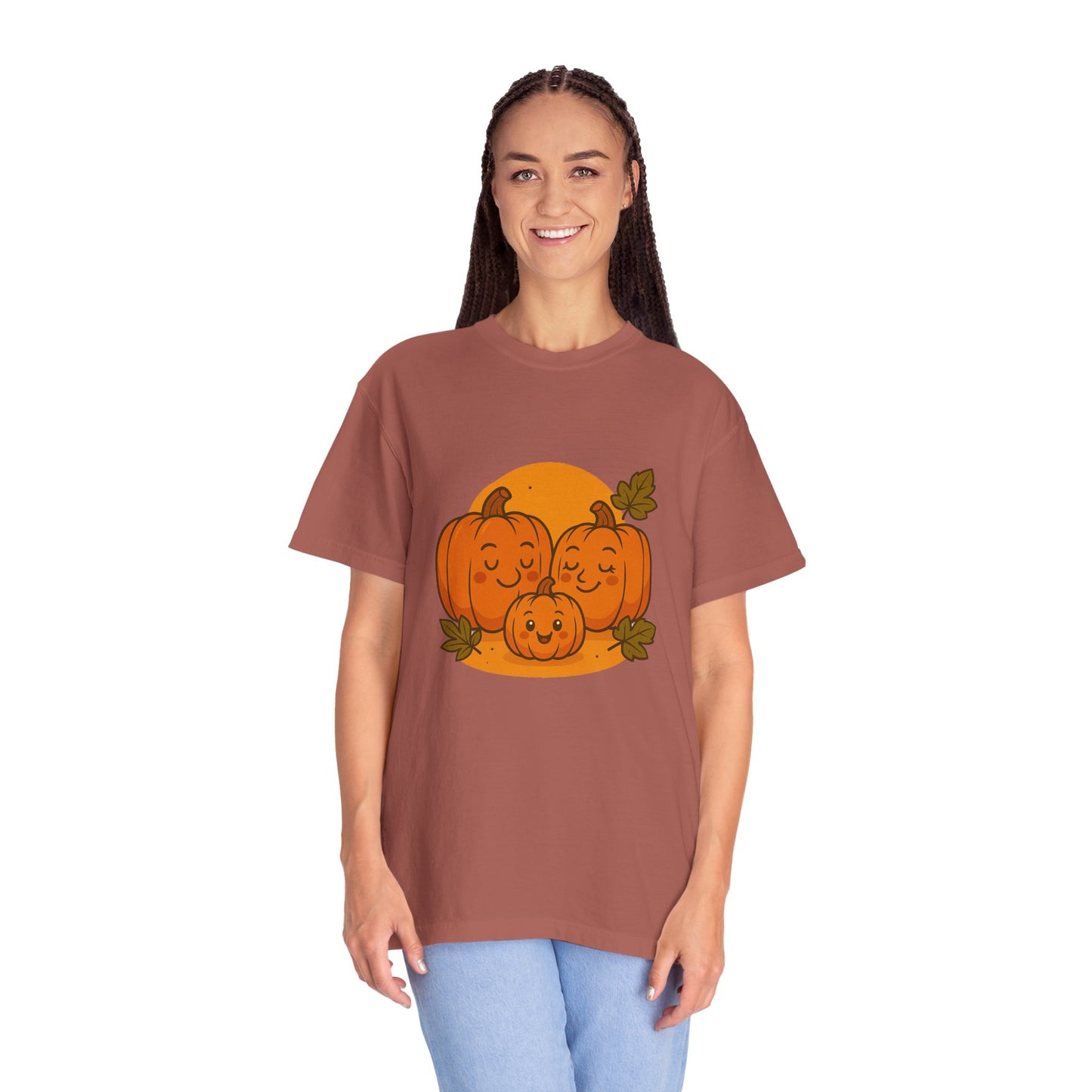 Cute Pumpkin Family T-Shirt with One Baby Pumpkin – Fall Harvest Graphic Tee, Autumn Thanksgiving Shirt