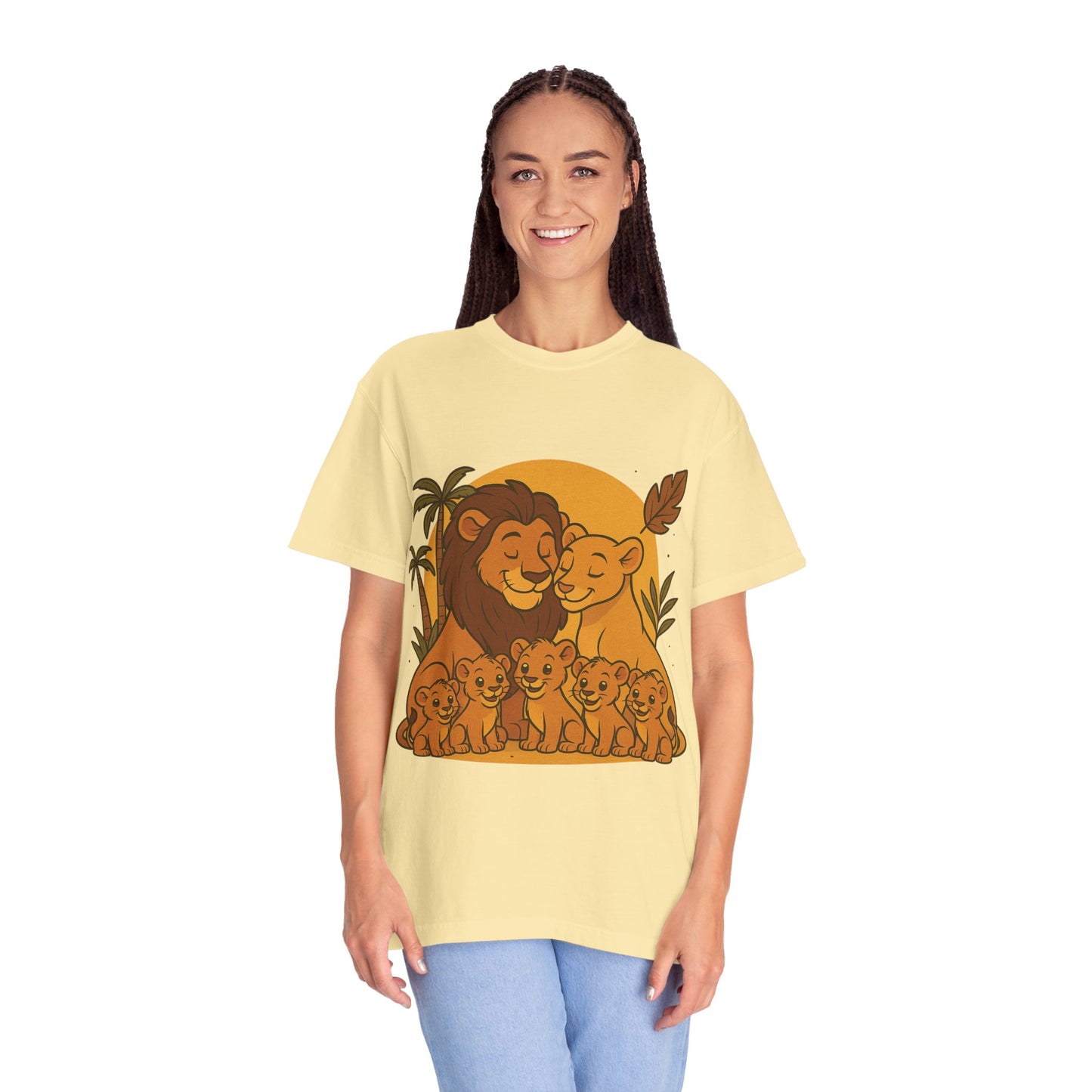 Lion Family T-Shirt – Mom, Dad & 5 Cub | Lion Pride Family Design | Mufasa| Cute Safari Jungle Tee