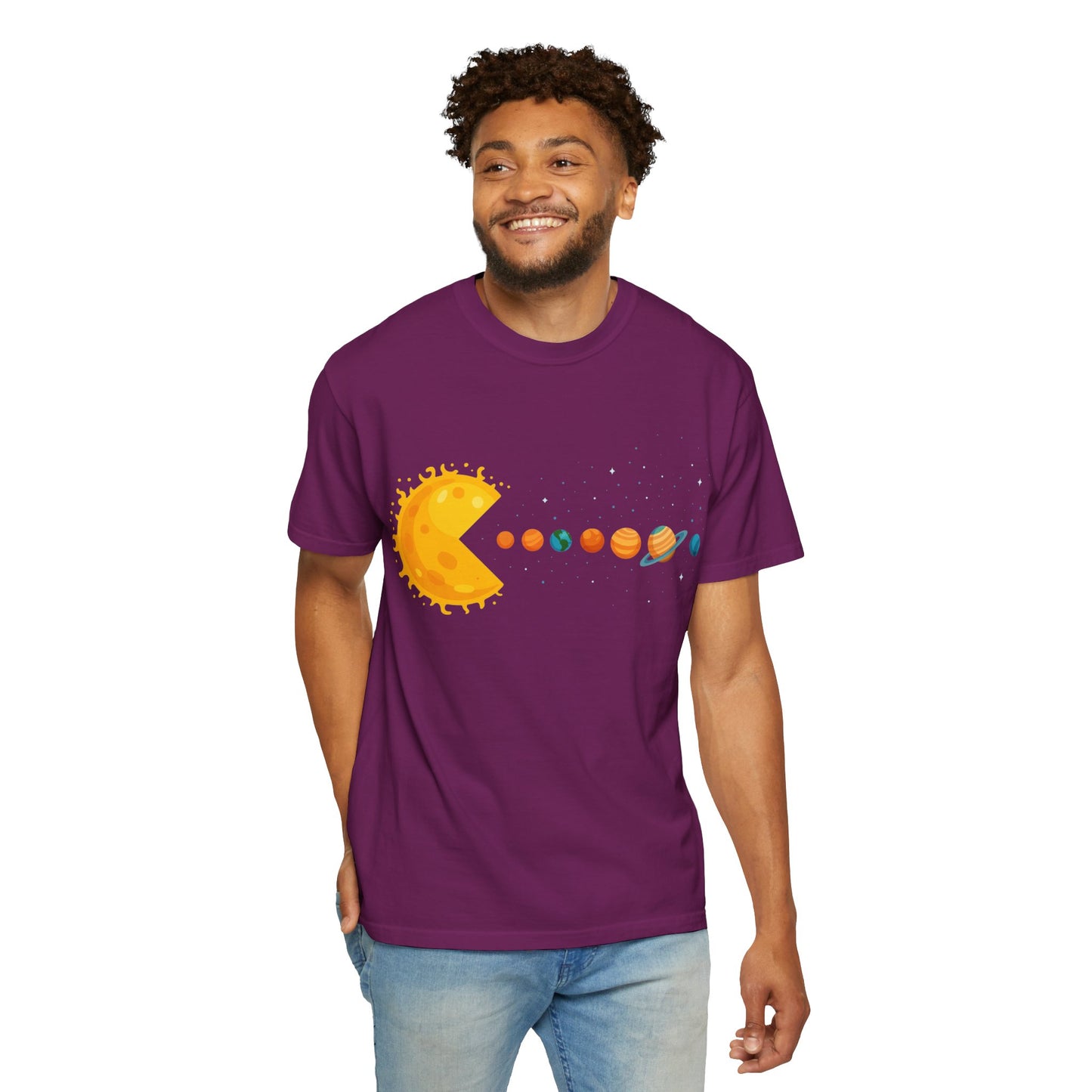 Solar Pac-Man T-Shirt – Funny Space & Planet Graphic Tee