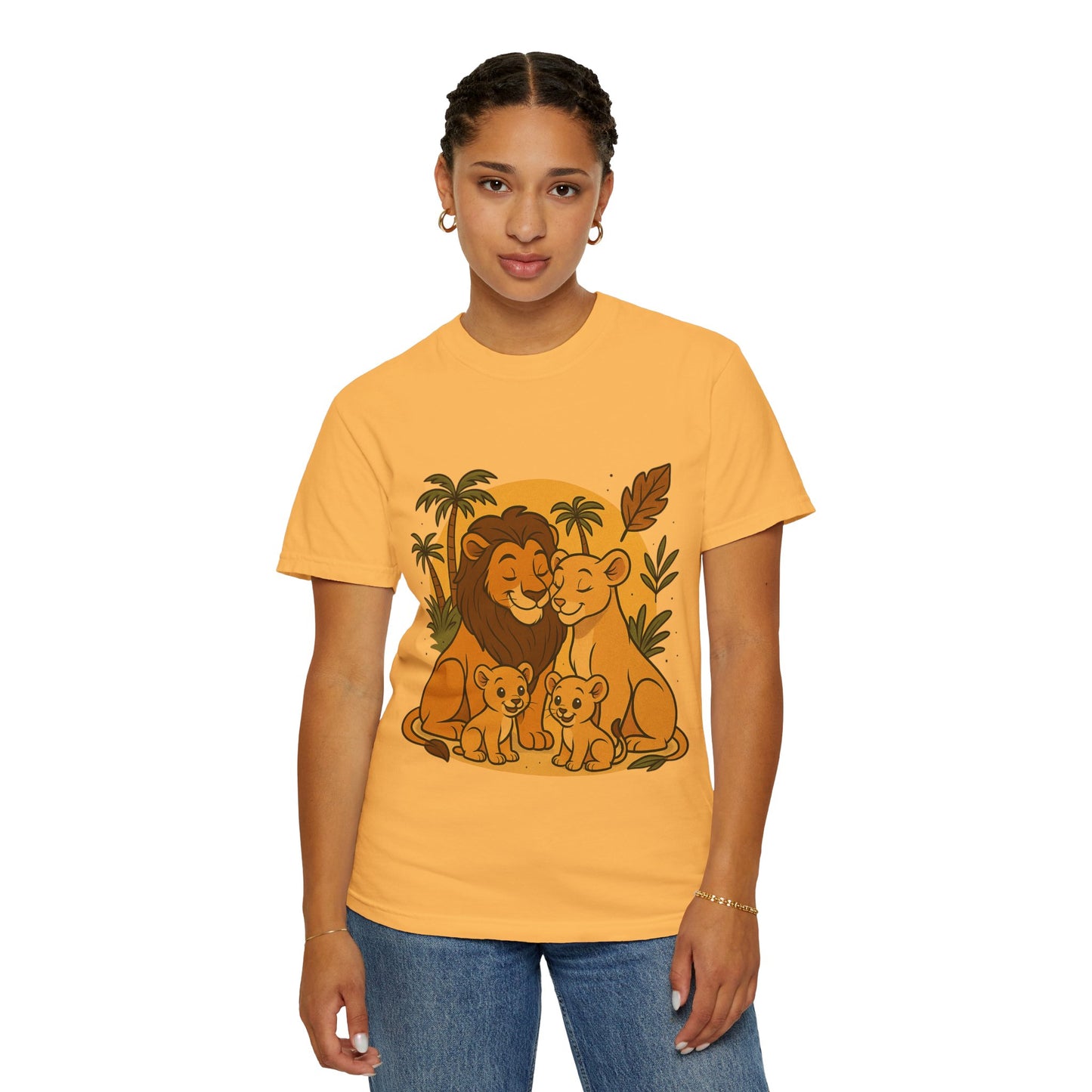 Lion Family T-Shirt – Mom, Dad & 2 Cub | Lion Pride Family Design | Mufasa| Cute Safari Jungle Tee