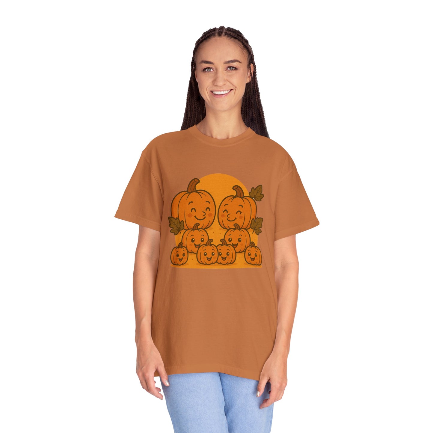 Cute Pumpkin Family T-Shirt with Six Baby Pumpkins – Fall Harvest Graphic Tee, Autumn Thanksgiving Shirt