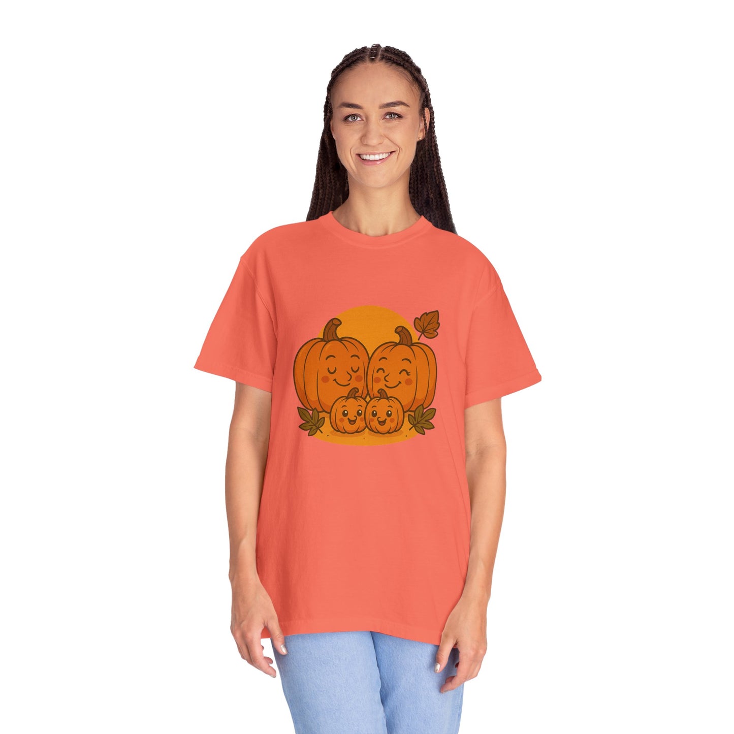 Cute Pumpkin Family T-Shirt with Two Baby Pumpkin – Fall Harvest Graphic Tee, Autumn Thanksgiving Shirt